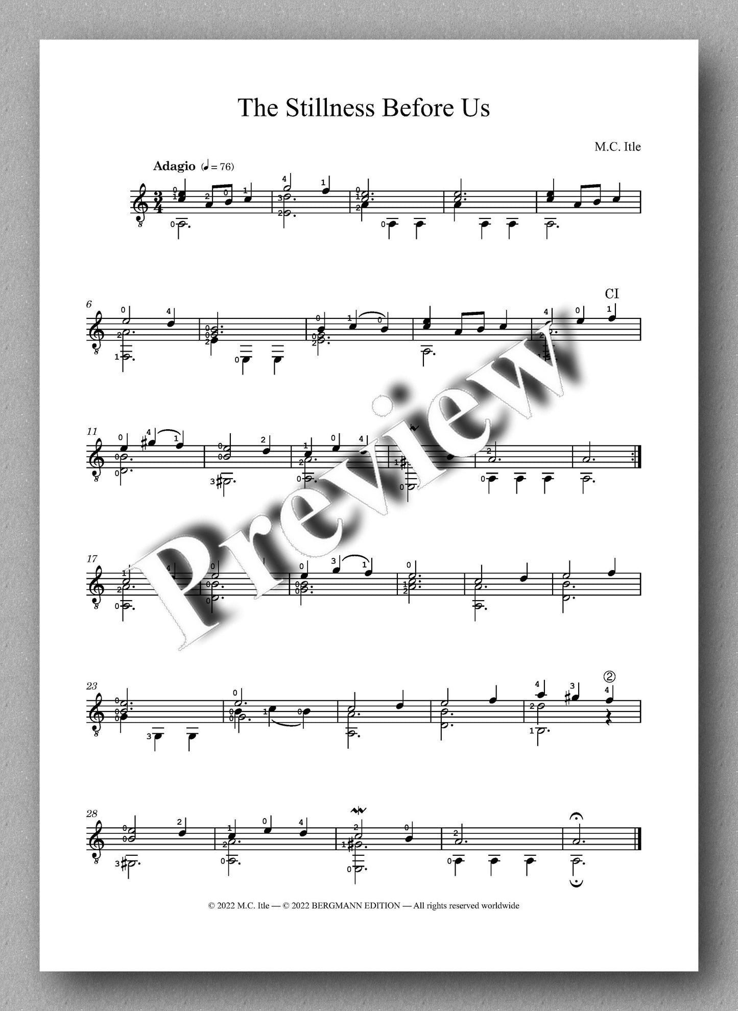 Michael C. Itle, The Stillness Before Us - reof the music score