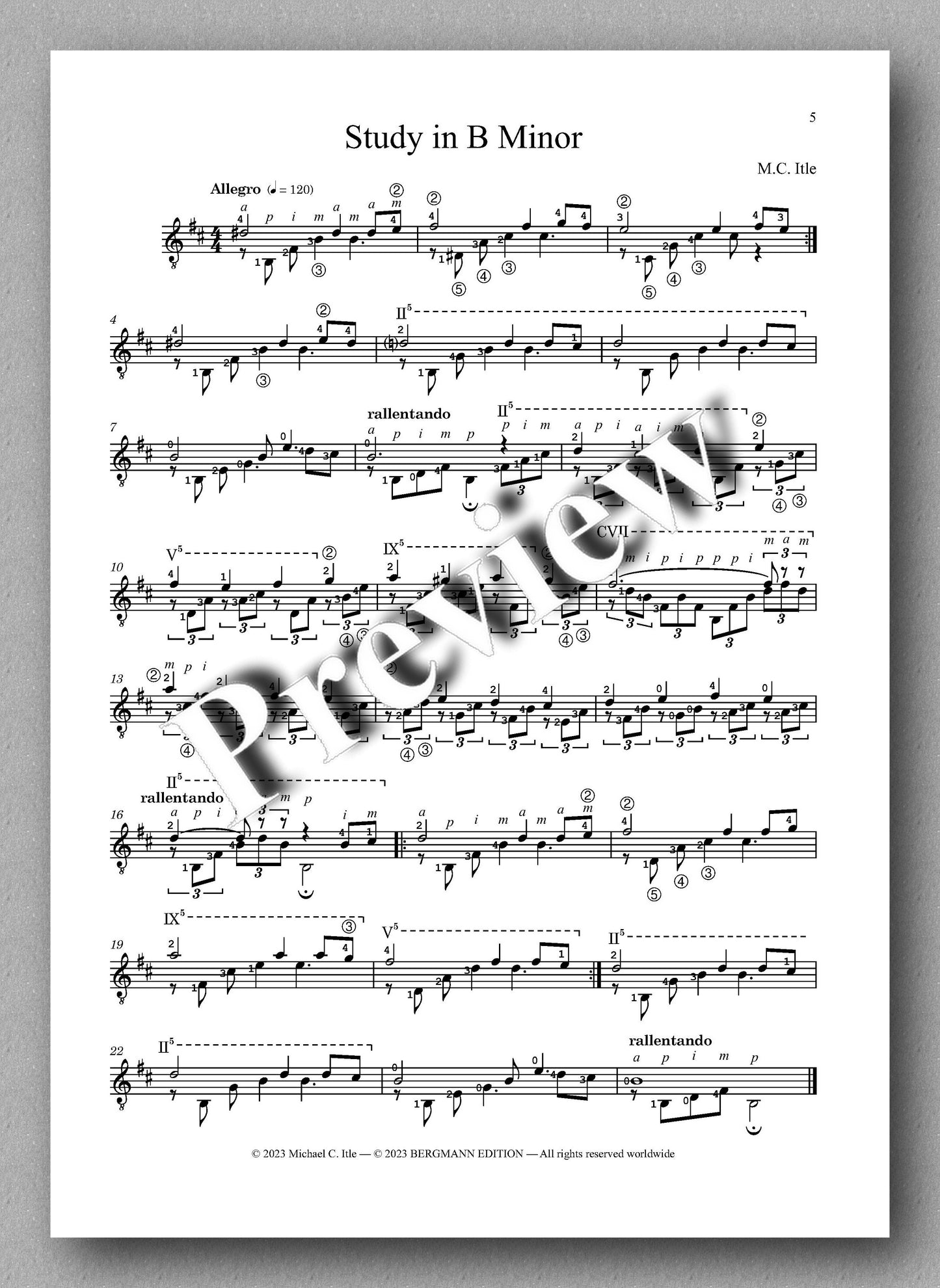 Michael C. Itle, Two Studies - preview of the music 2