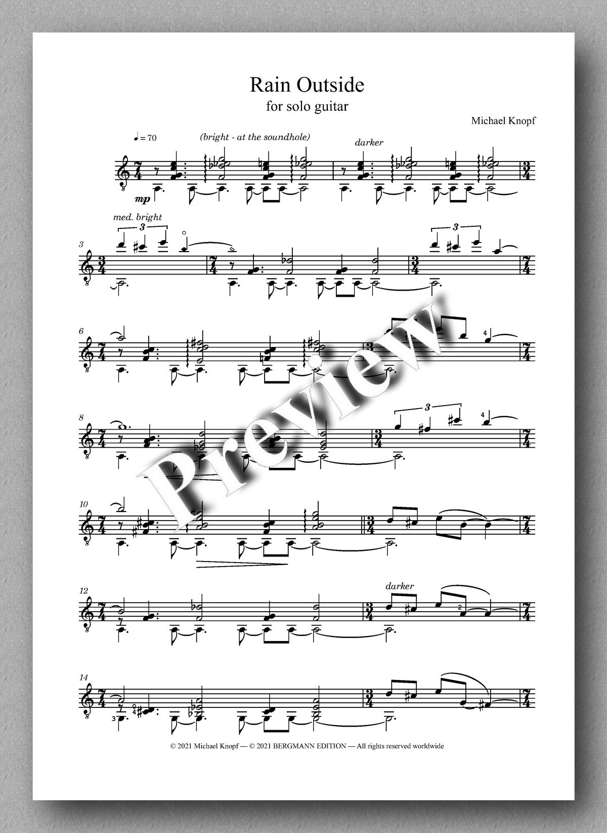 Rain Outside by Dr Michael Knopf - Music score