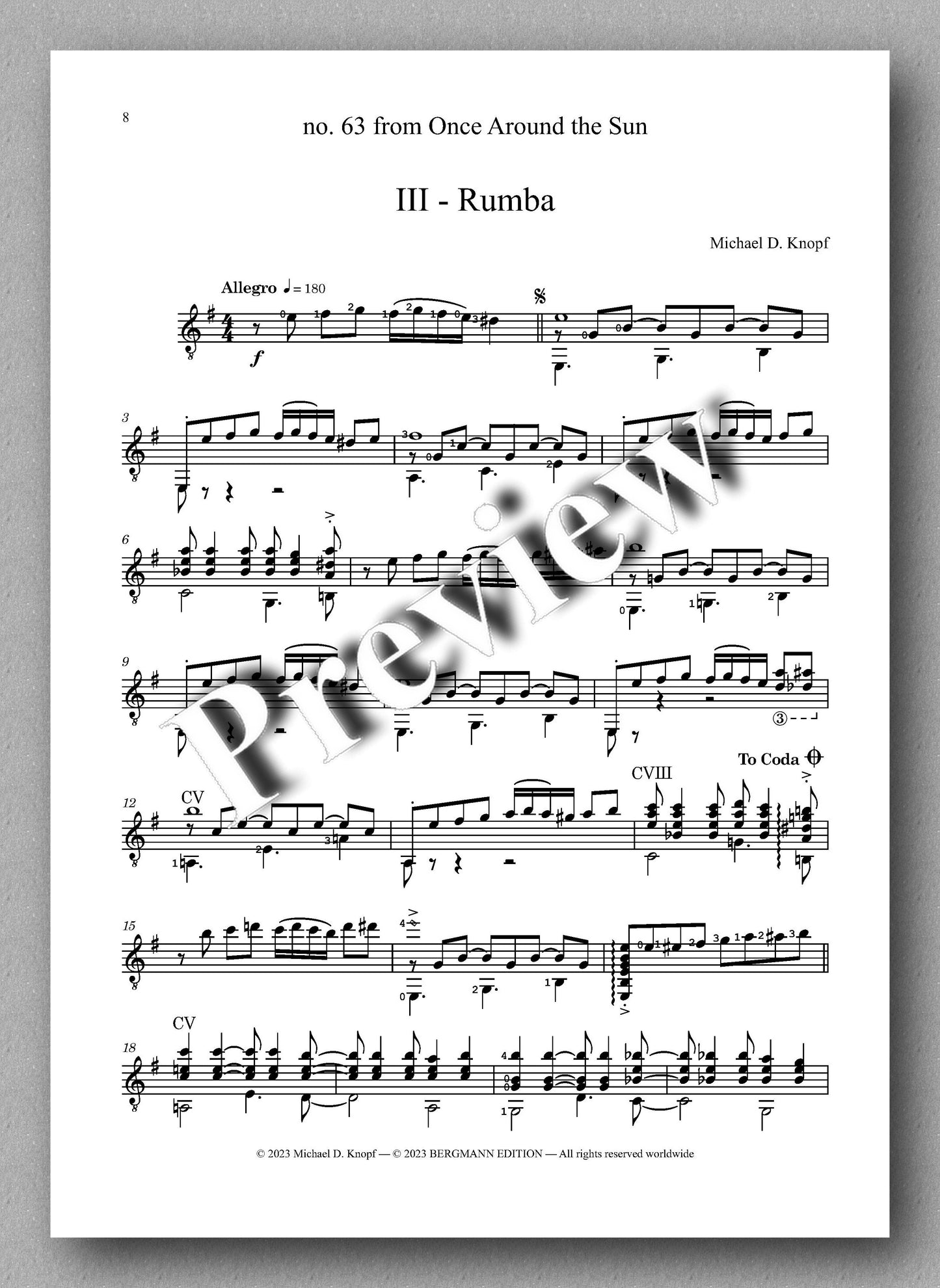 Three Vignettes of South America by Dr. Michael Knopf - preview of the music score 3