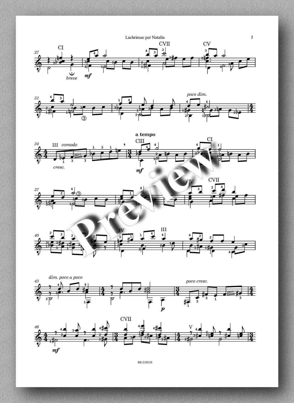 Andrei, Lachrimae per Natalia - music score 2