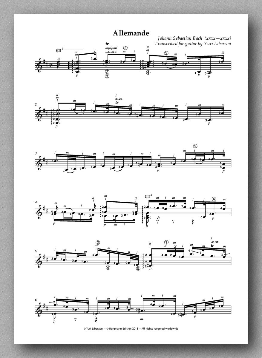 Bach-Liberzon, Partita No. 1, BWV 1002 - allemande
