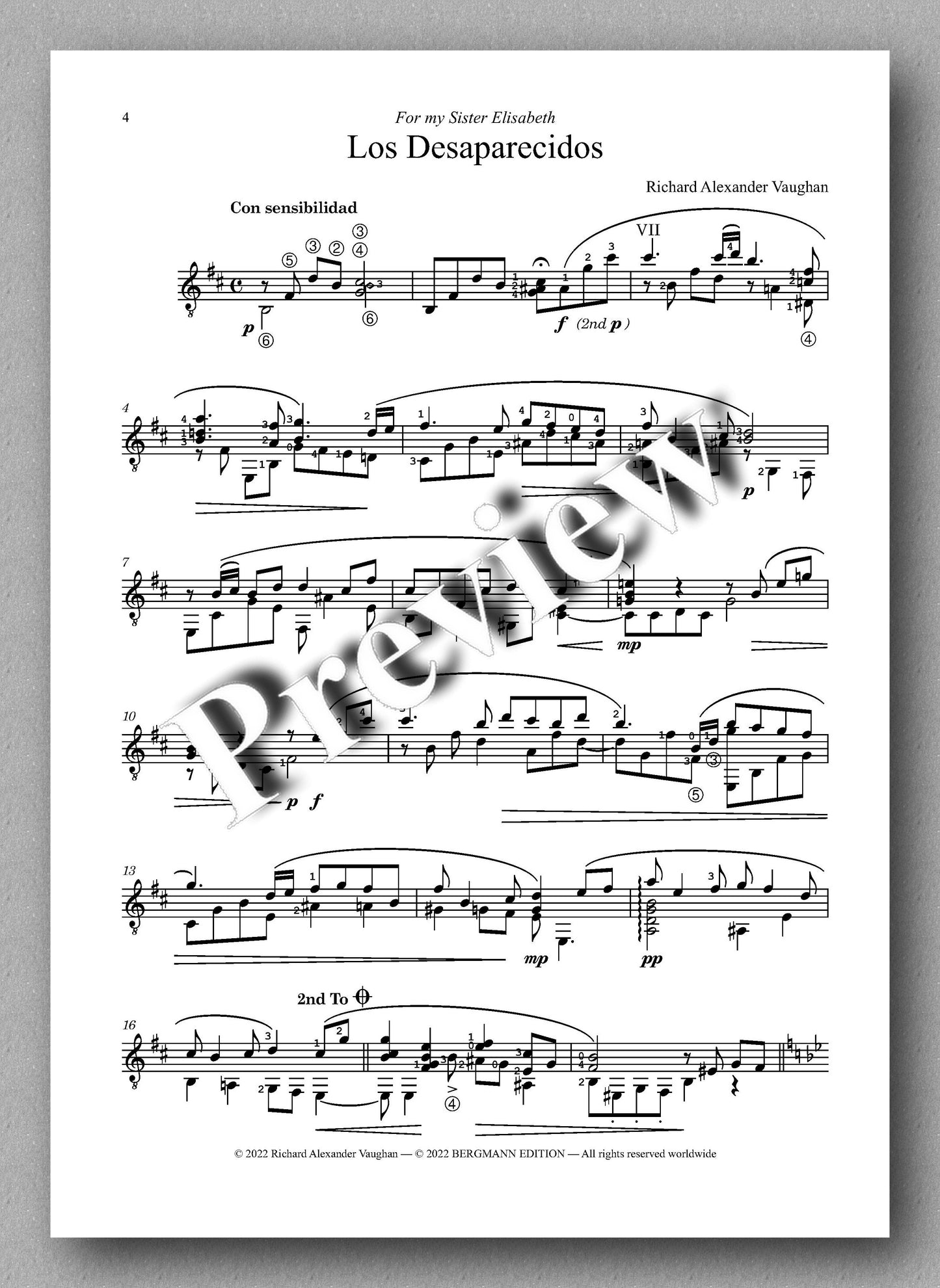 Los Desaparecidos by Richard Alexander Vaughan - preview of the music score