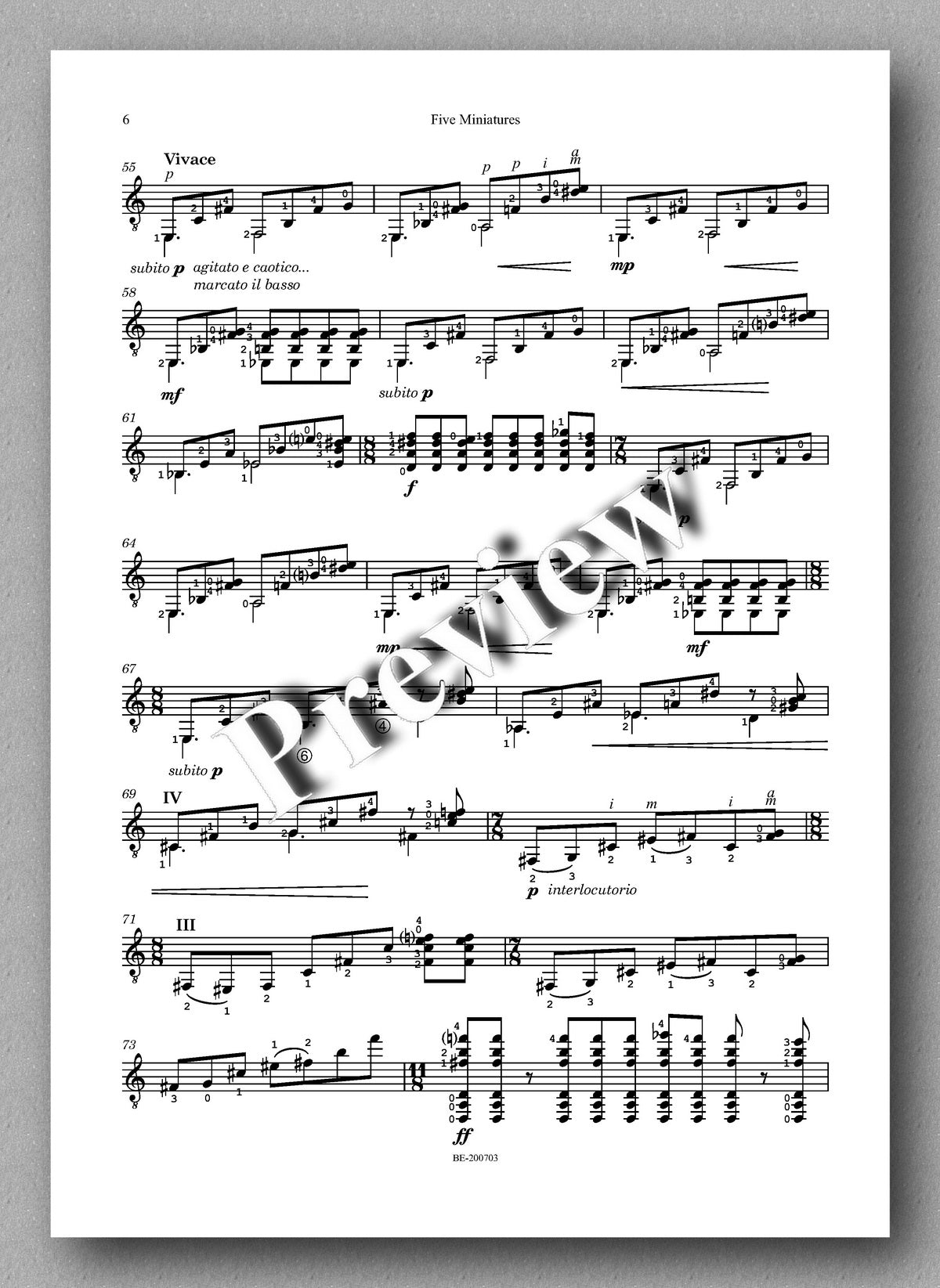 Carmine Maresca, Five Miniatures - preview of the music score 2