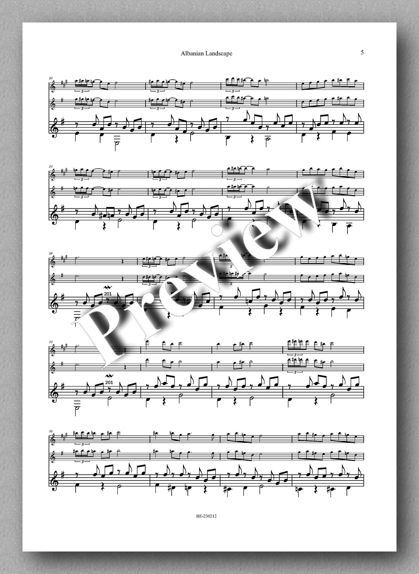 Albanian Landscape by Redi Marku - preview of the music score 2