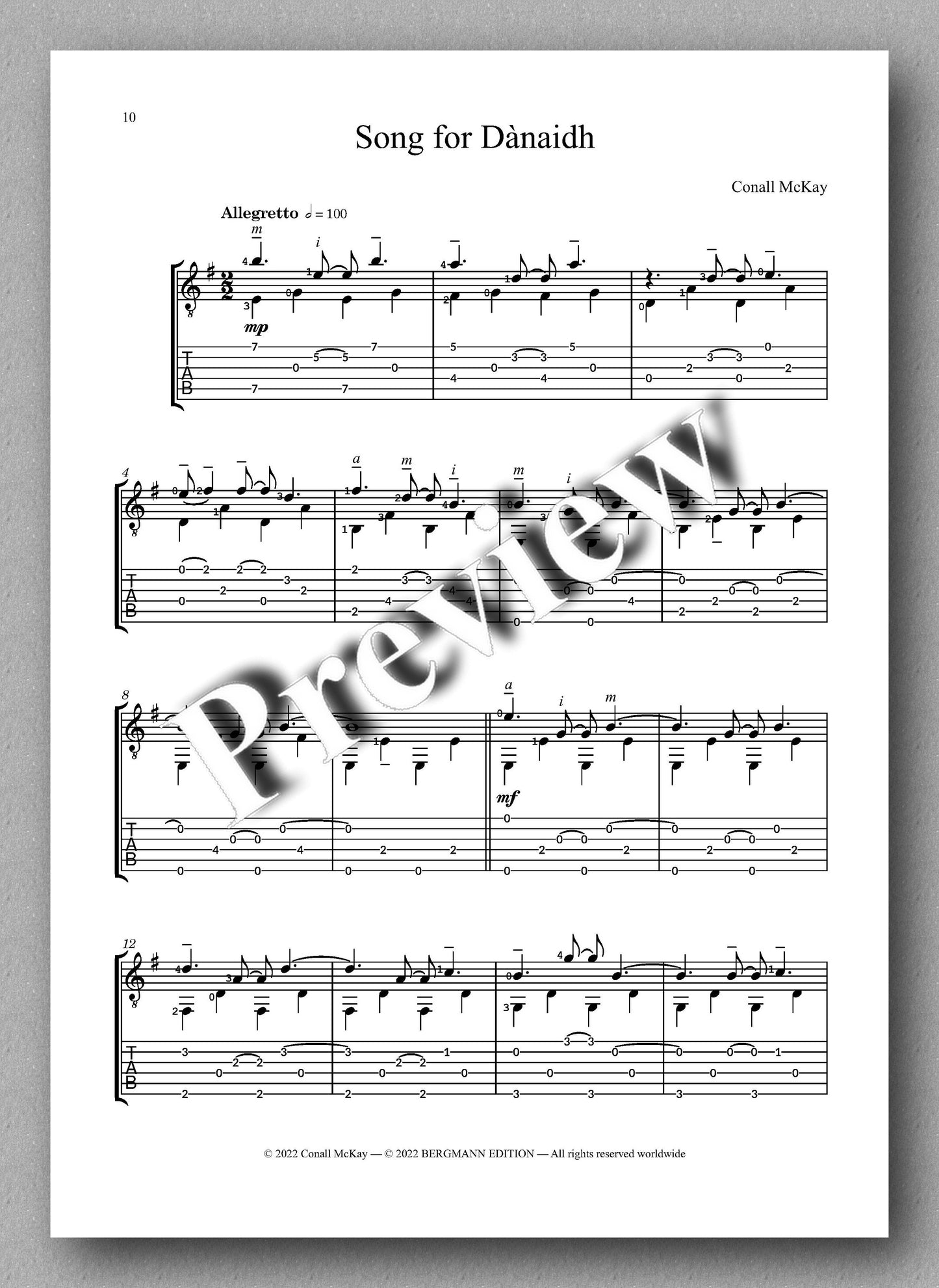McKay, Three Songs Without Words - preview of the music score 3