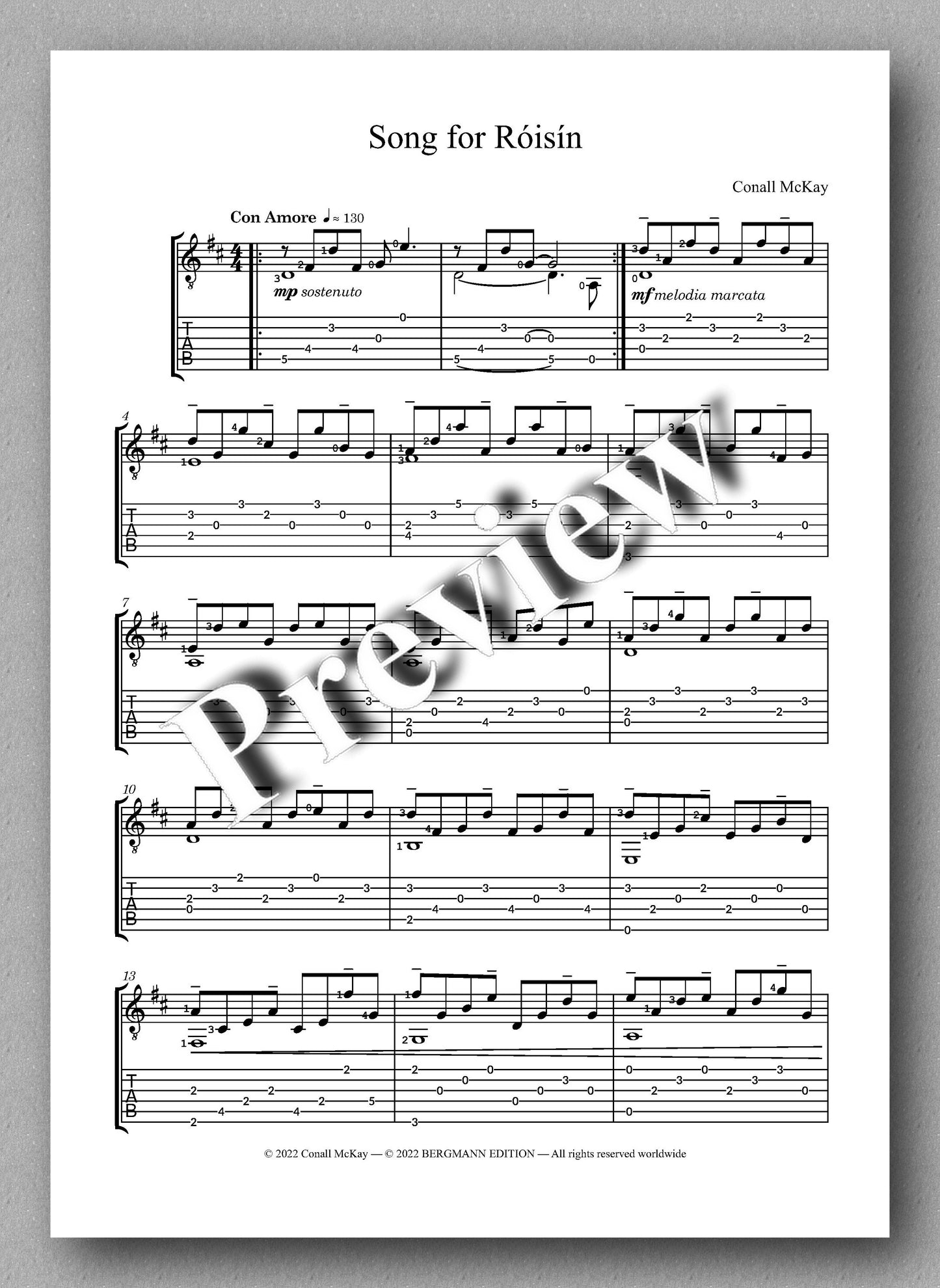 McKay, Three Songs Without Words - preview of the music score 1