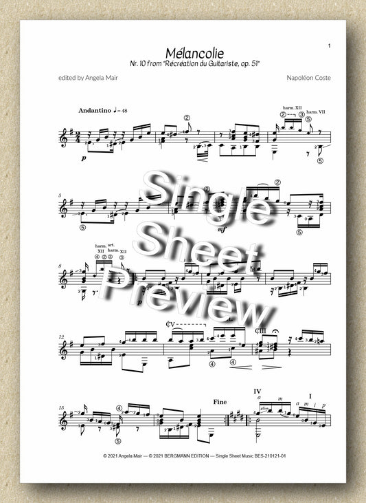 Coste, Mélancolie (from "Récréation du Guitariste", op. 51, N° 10)