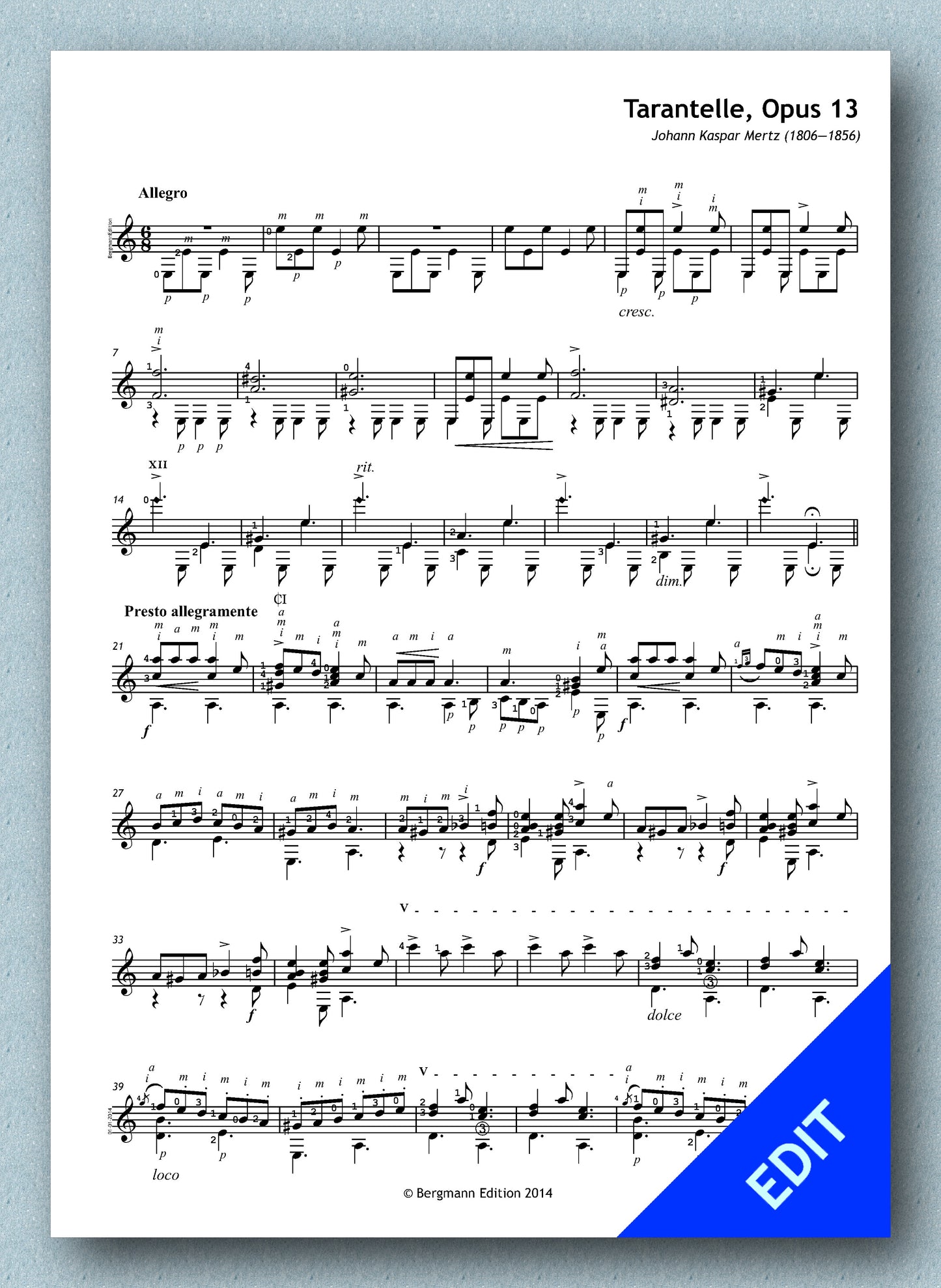 Mertz op. 13 no. 6 - Tarantelle