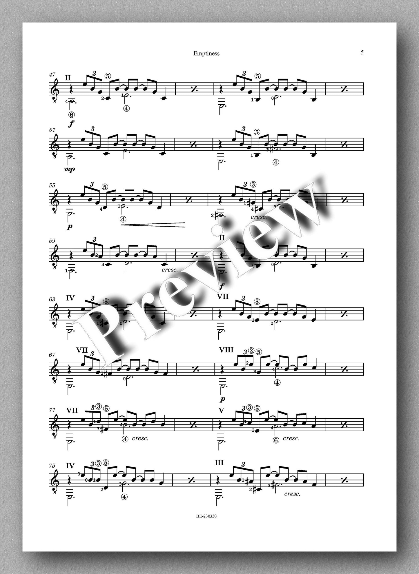 Alfonso Montes, Emptiness - preview of the music score 2