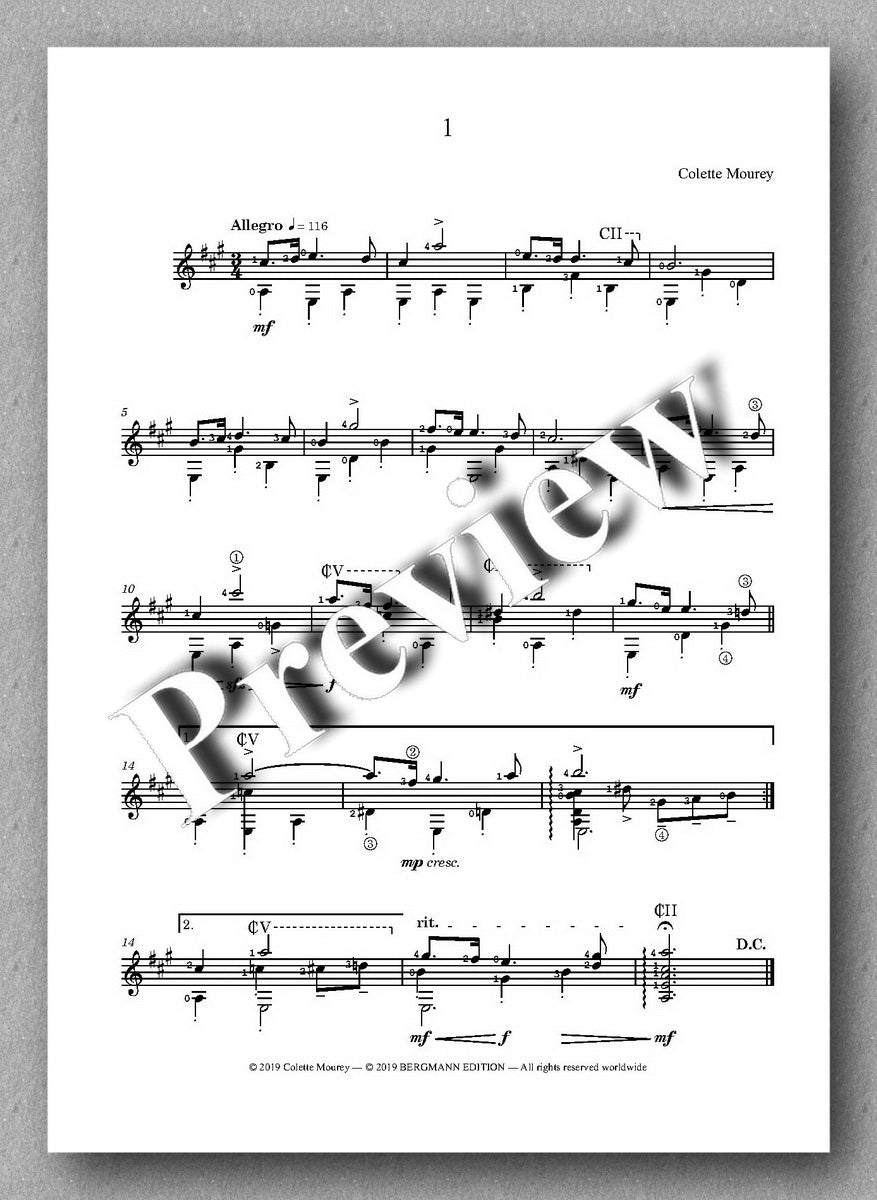 Colette Mourey, Dances Bavaroises - preview of the music score 1