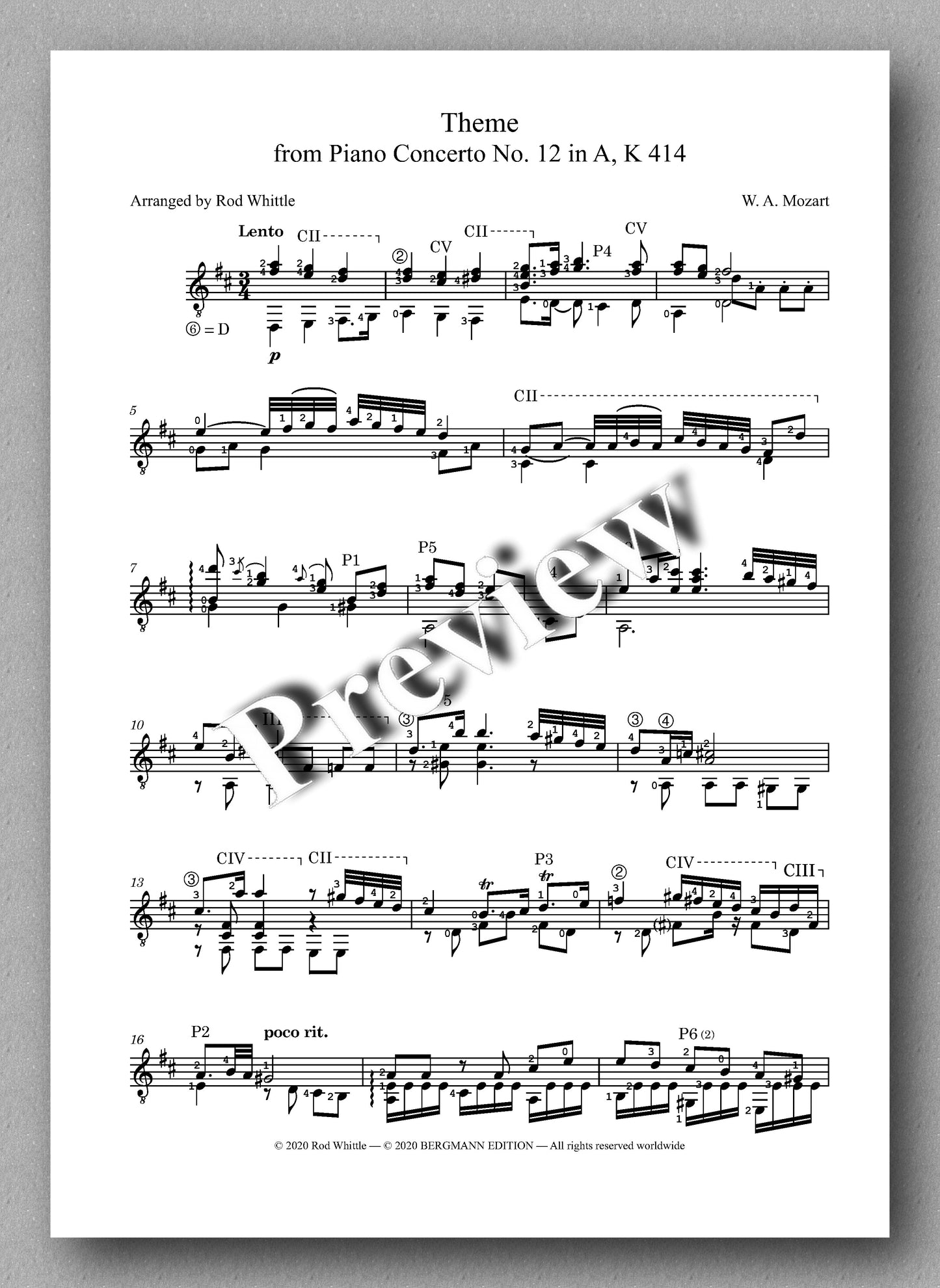 Mozart-Whittle, Two Pieces by Mozart - preview of the music score 1