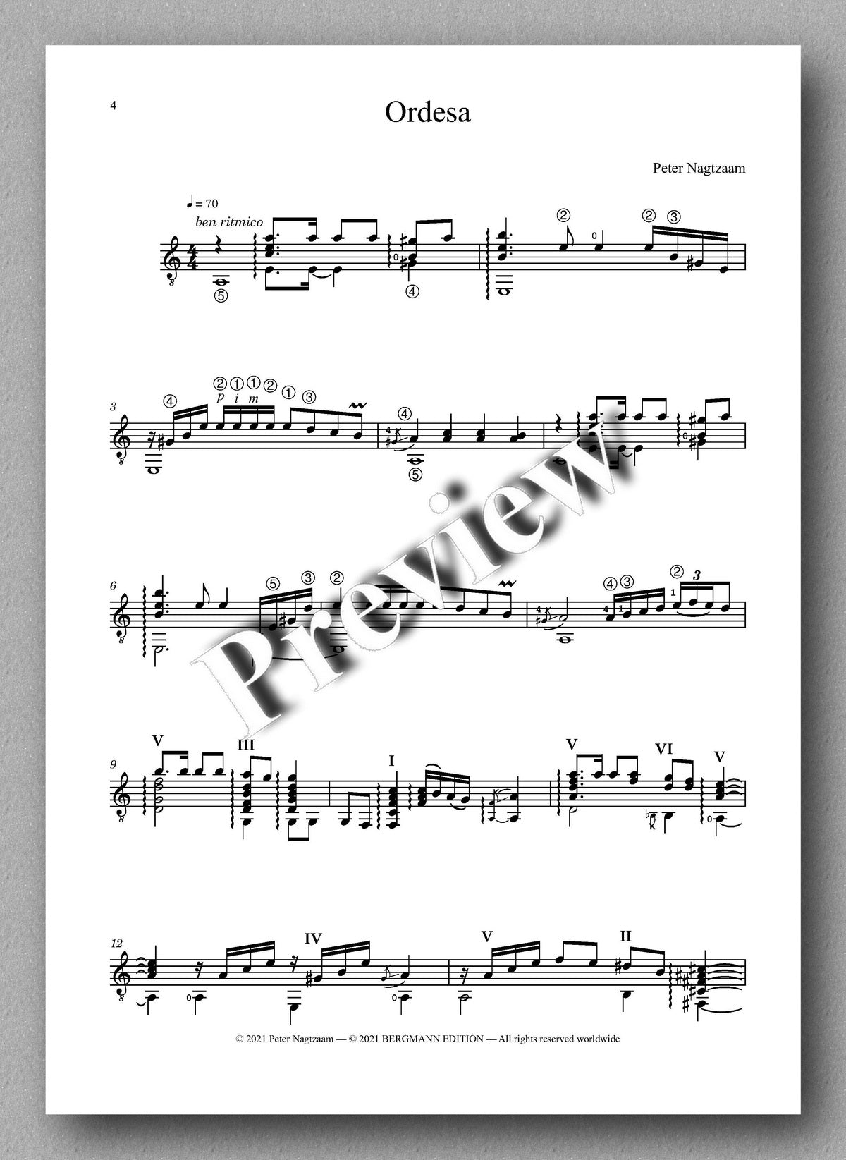 Nagtzaam, Ordesa - preview of the music score