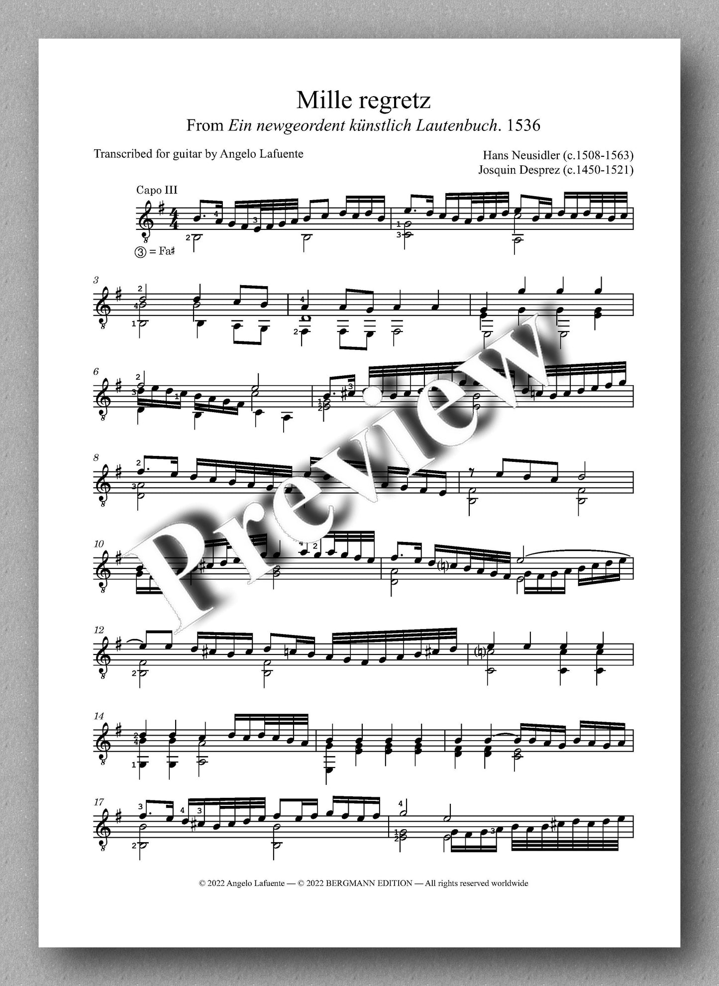 Hans Neusidler, Four Pieces - preview of the music score 2