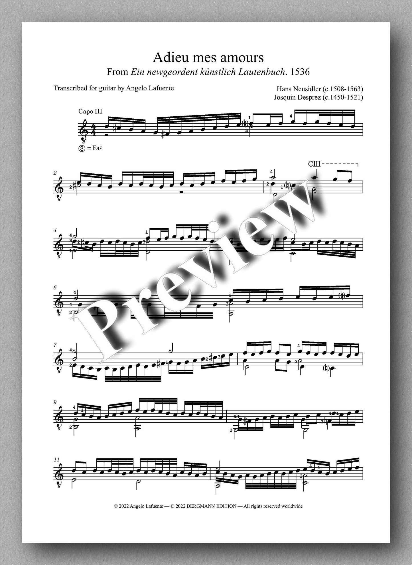 Hans Neusidler, Four Pieces - preview of the music score 3