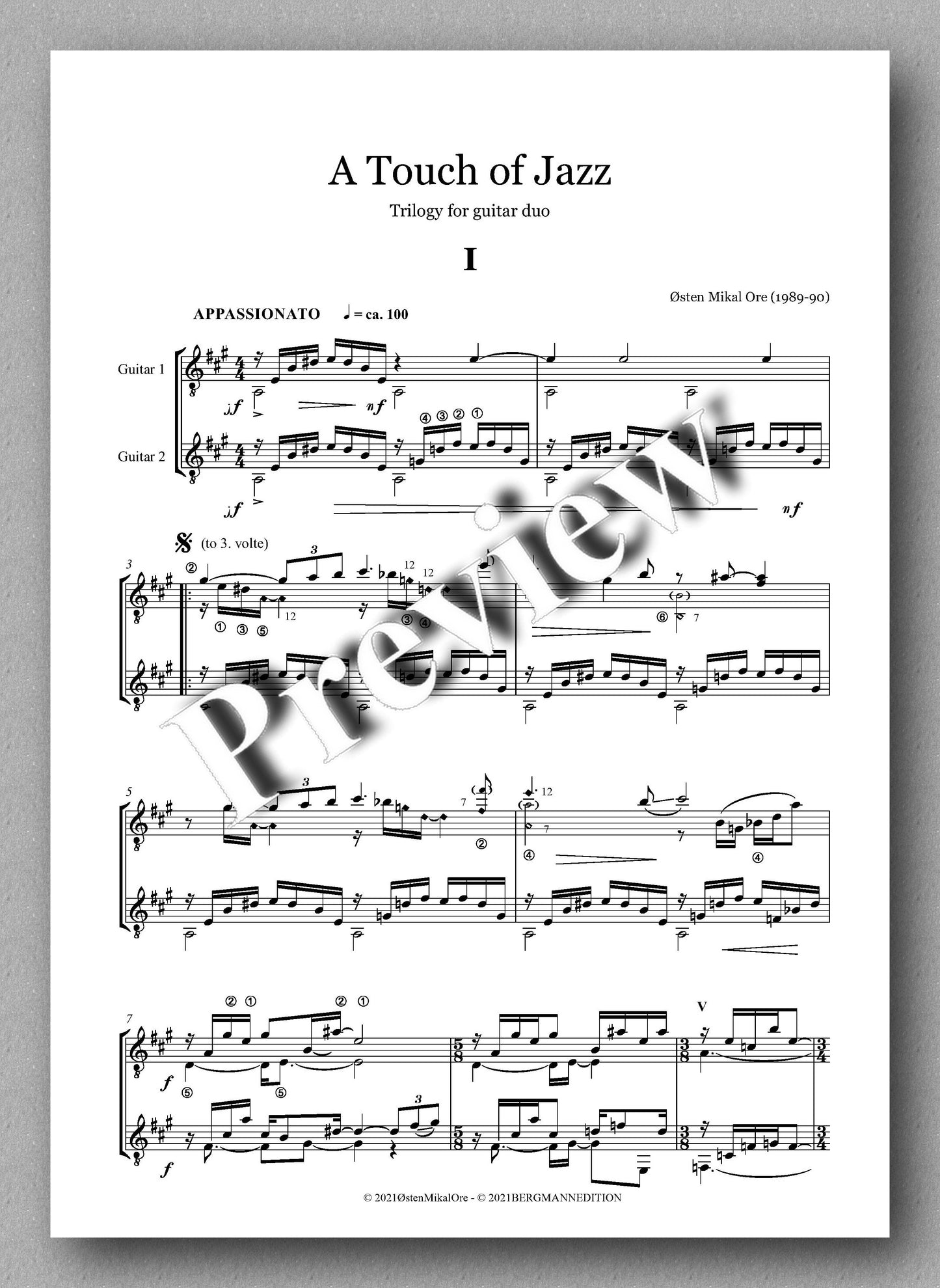 Østen Mikal Ore,  A Touch of Jazz - preview of the music score 1