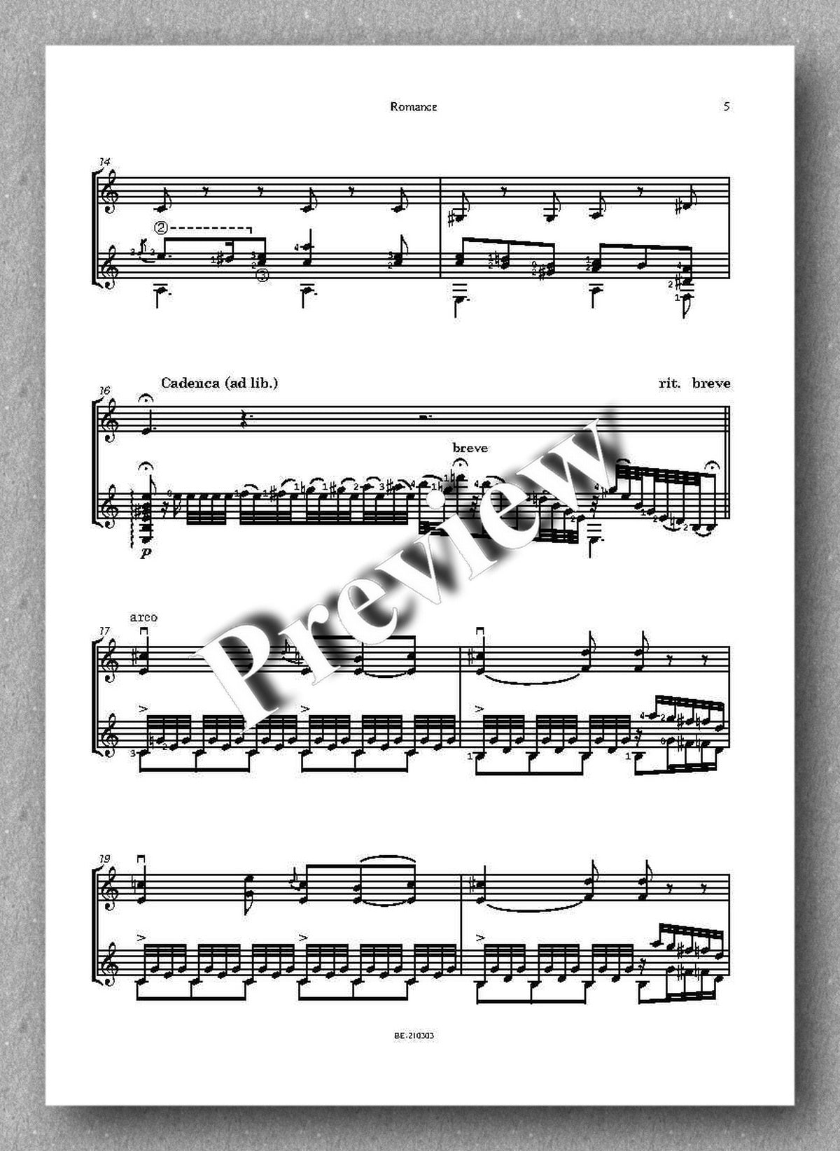 Paganini-Metreveli, Romance - music score 2