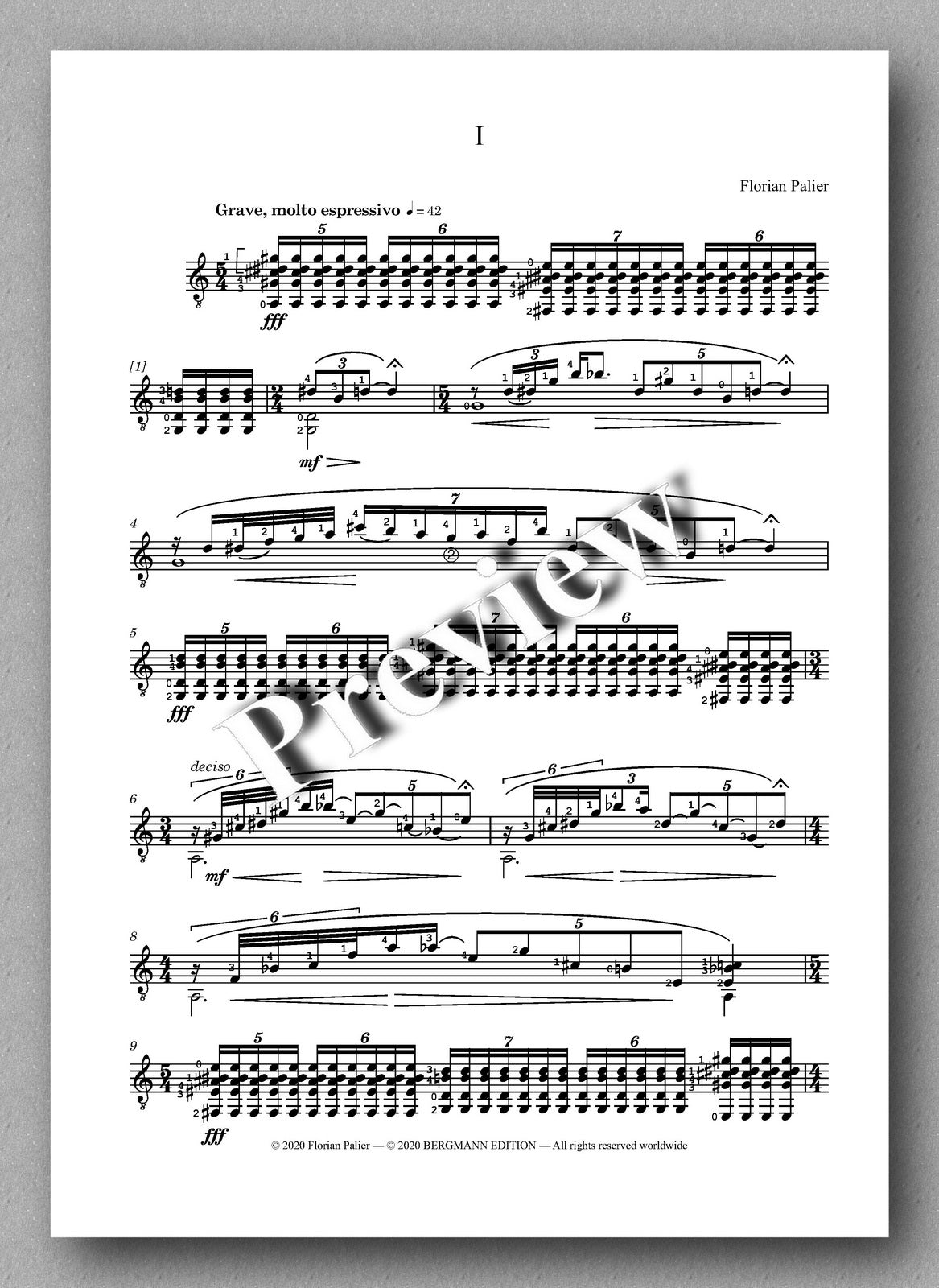 Palier, Four Pieces - preview of the music score 1