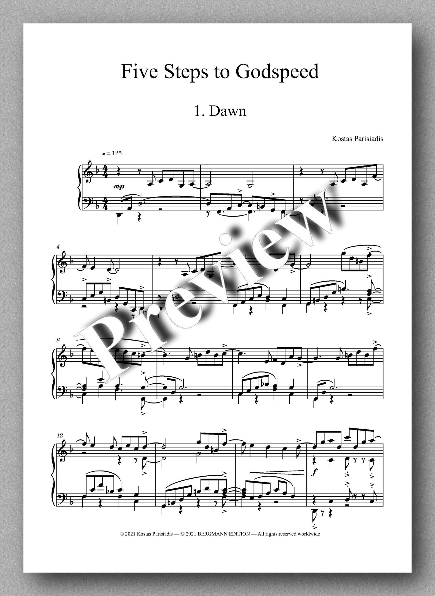 Parisiadis, Five Steps to Godspeed - music score 1