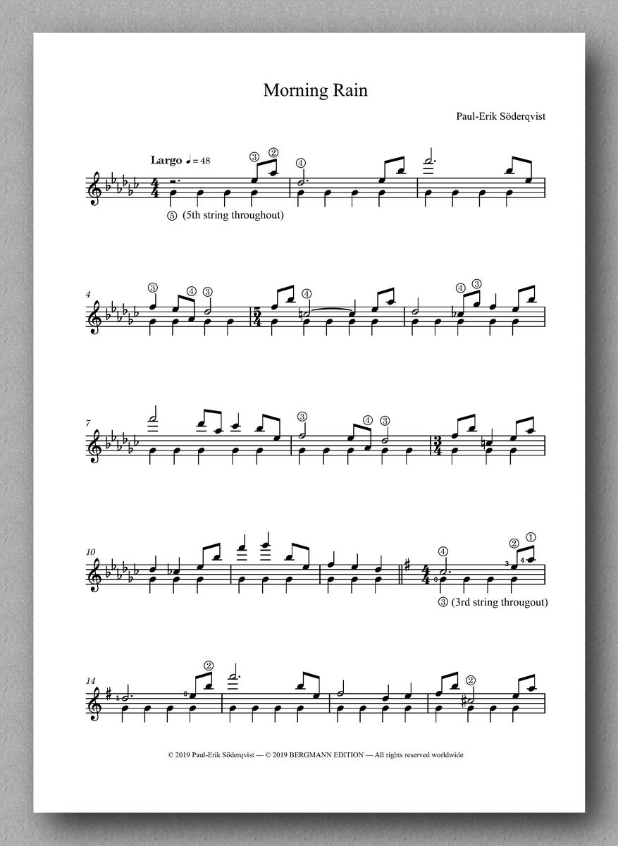 Söderqvist, Morning Rain - preview of the score
