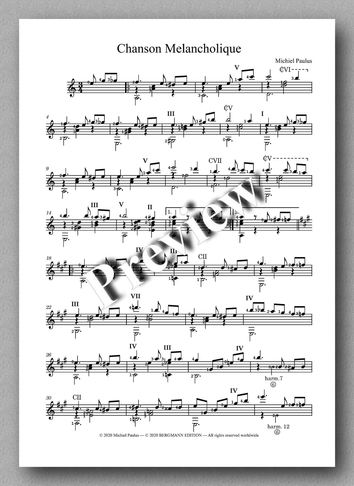 Paulus, Sculptures, Album 3, preview of the music score 1