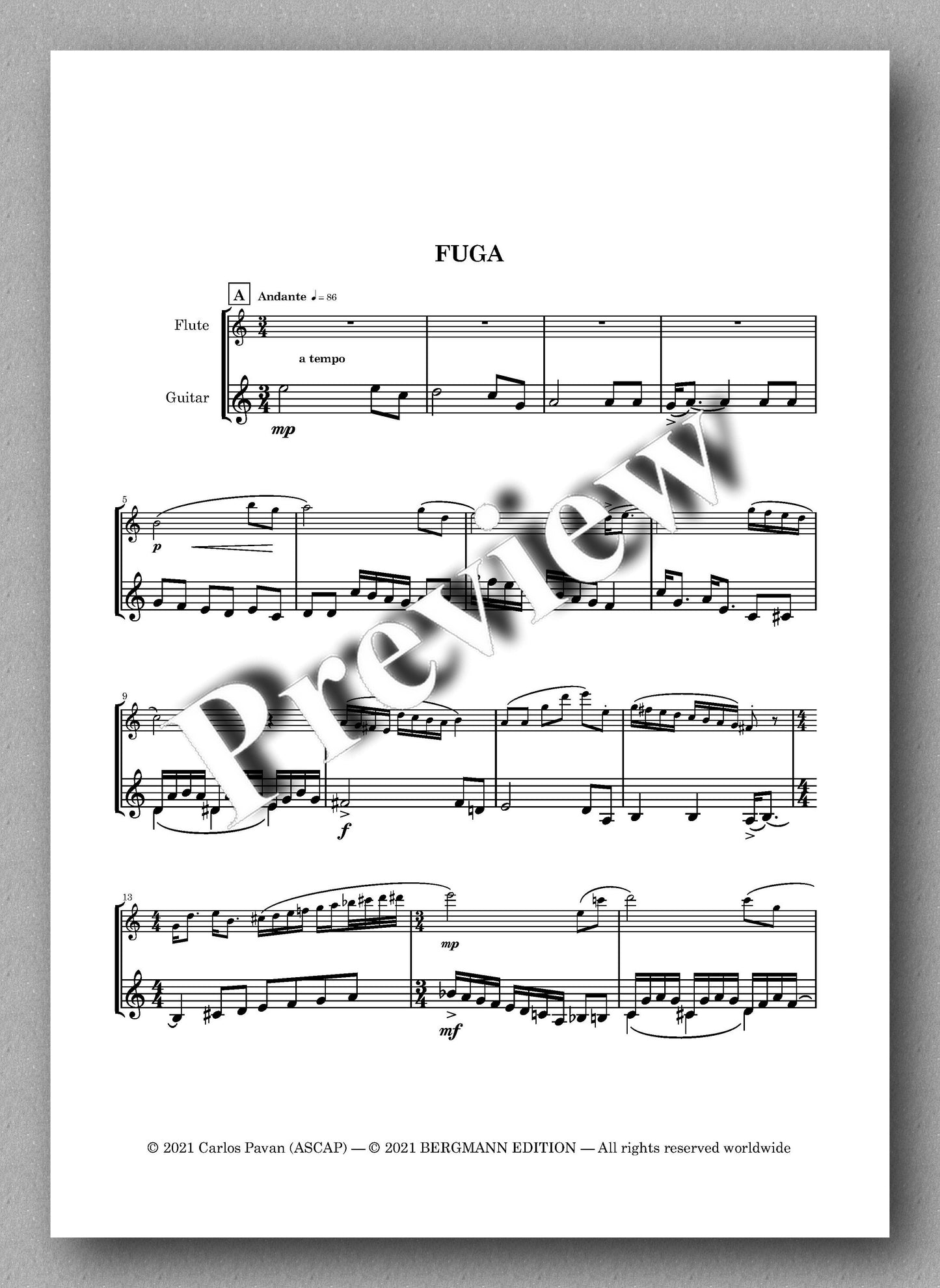 Pavan, Preludio, Danza y Fuga - music score 3