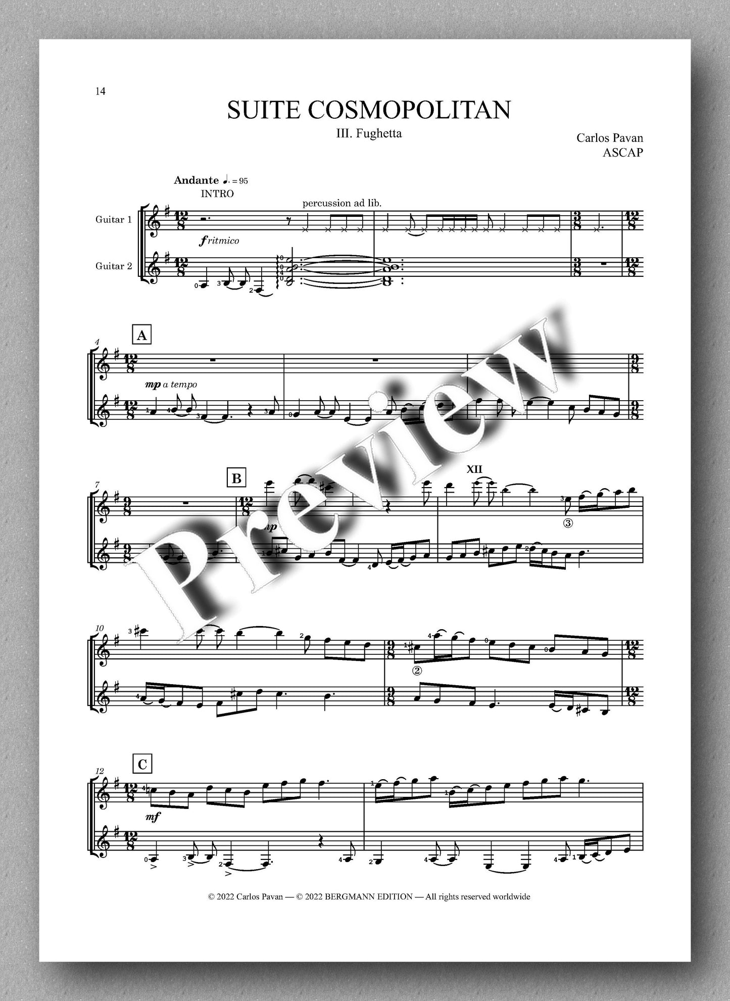 Carlos Pavan, Suite Cosmopolitan - music score 3