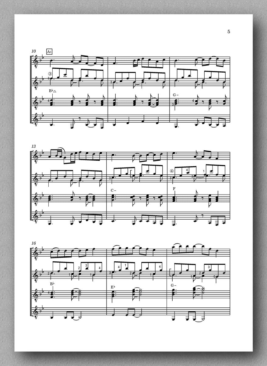 Petrov, July Nights, guitar quartet 5 - preview of the score 2