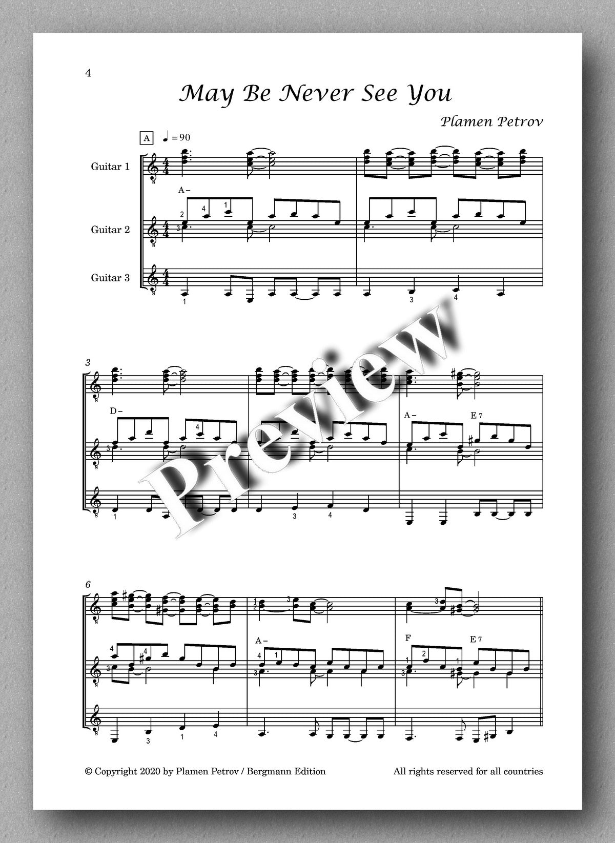Petrov, May Be Never See You - preview of the music score 1