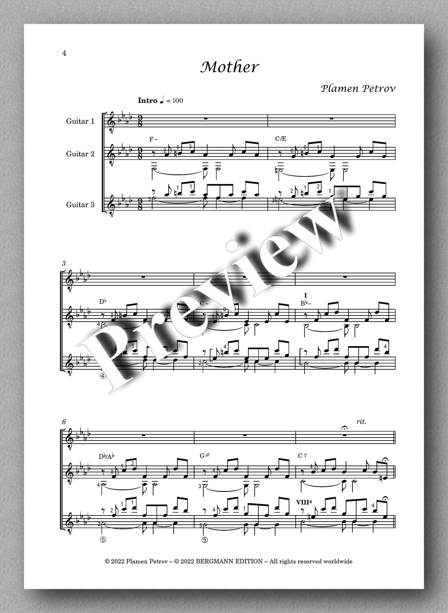 Plamen Petrov, Mother, preview of the music score 1