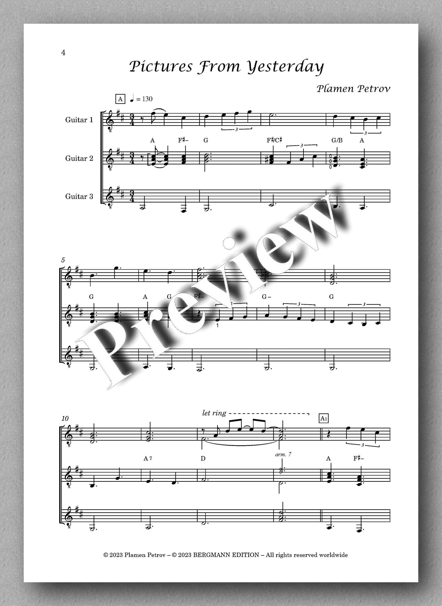 Plamen Petrov, Pictures From Yesterday - preview of the music score 1