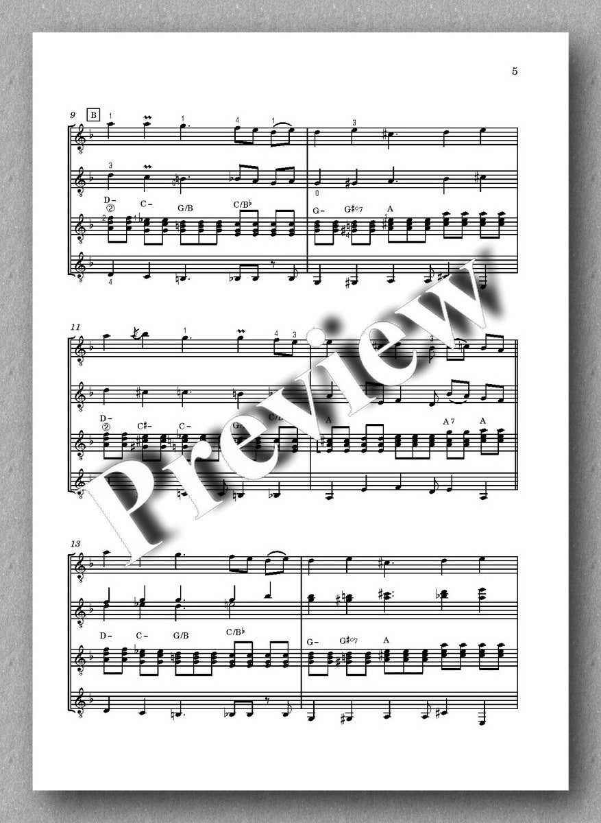 Return to Nature, guitar quartet no. 13 by Plamen Petrov - preview of the music score 2