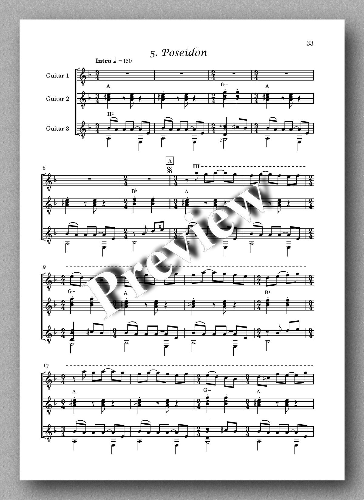 Thracian Suite, guitar trio by Plamen Petrov - preview of the music score 5