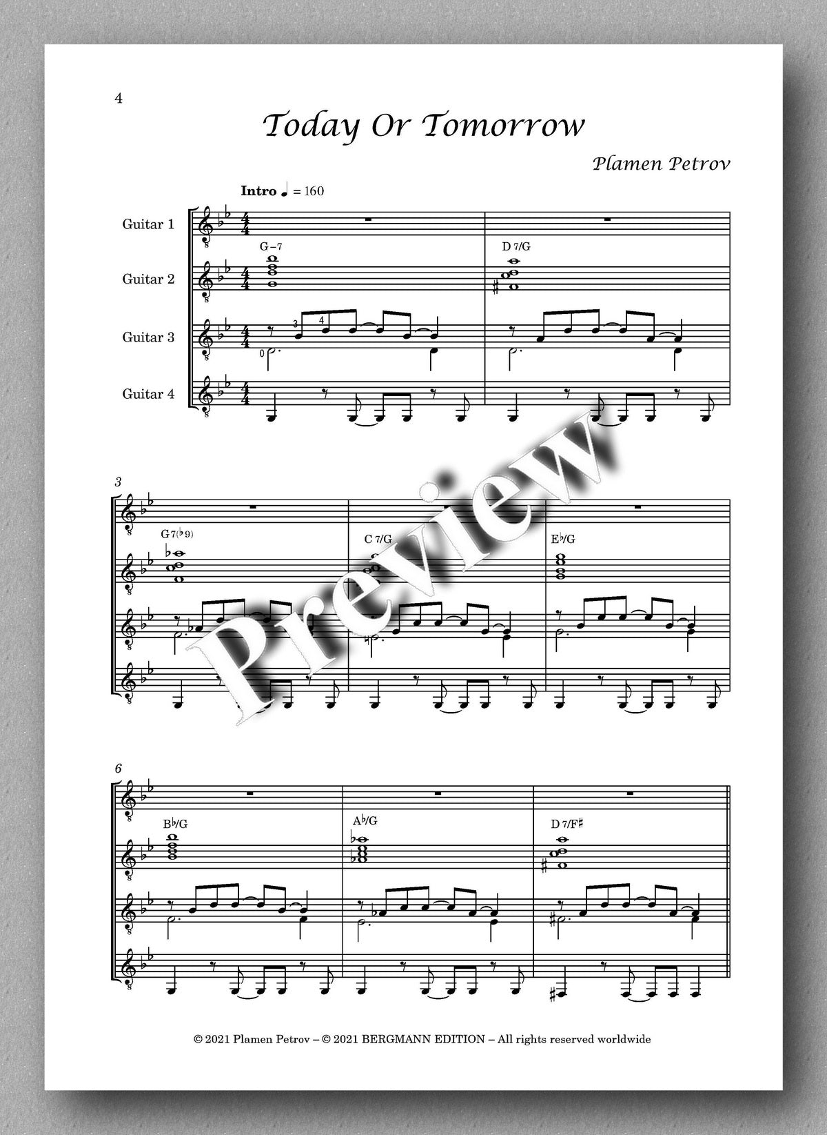 Petrov, Today Or Tomorrow - music score 1