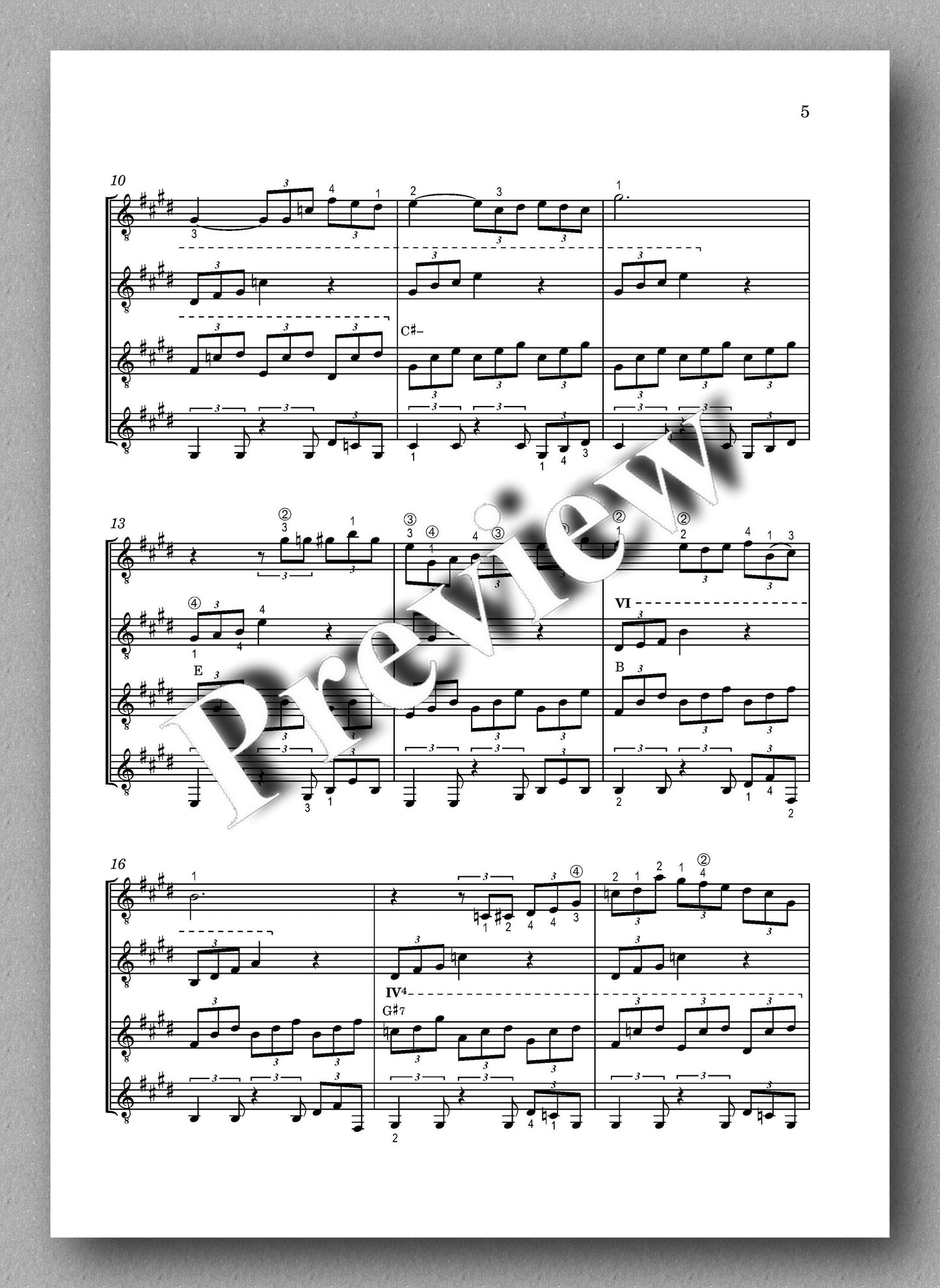 Petrov,  You Promised Me, guitar quartet 20 - music score 2