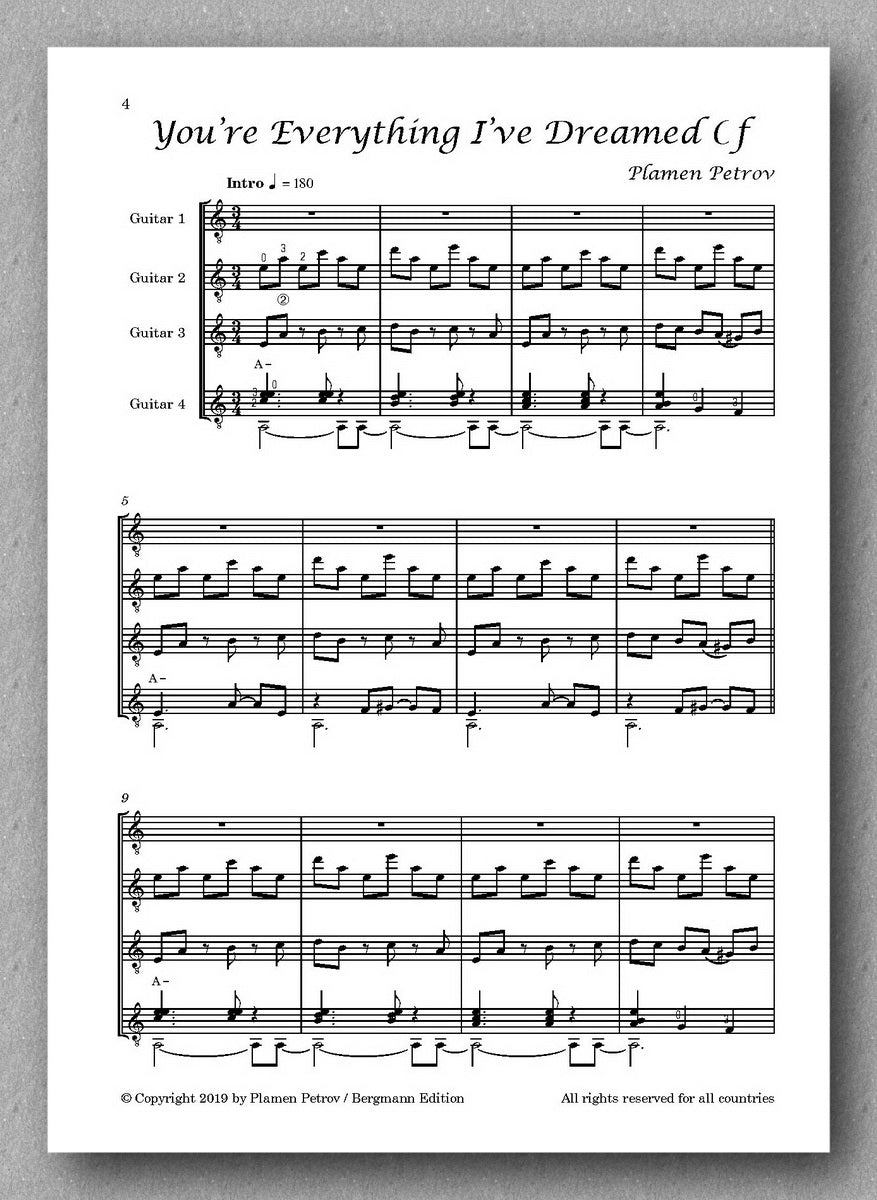 Petrov, You’re Everything I’ve Dreamed Of, guitar quartet 10 - preview of the score 1
