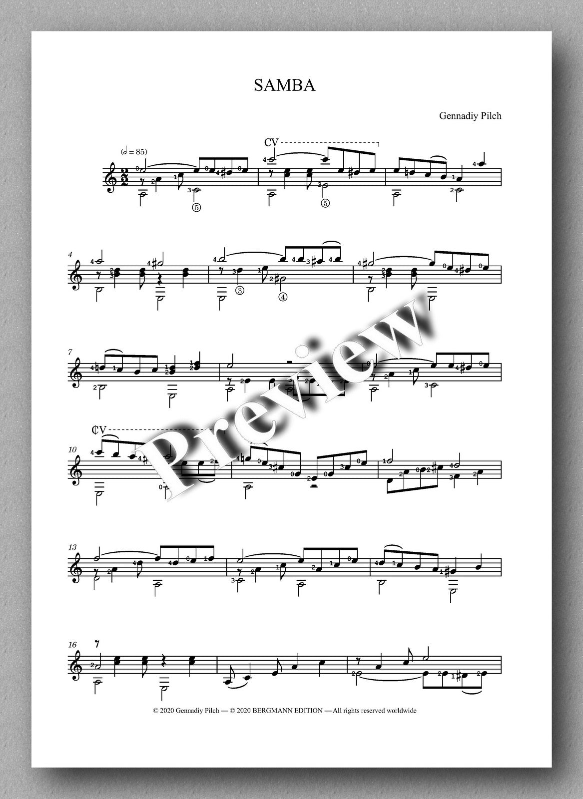 Gennadiy Pilch, Samba - Preview of the music score