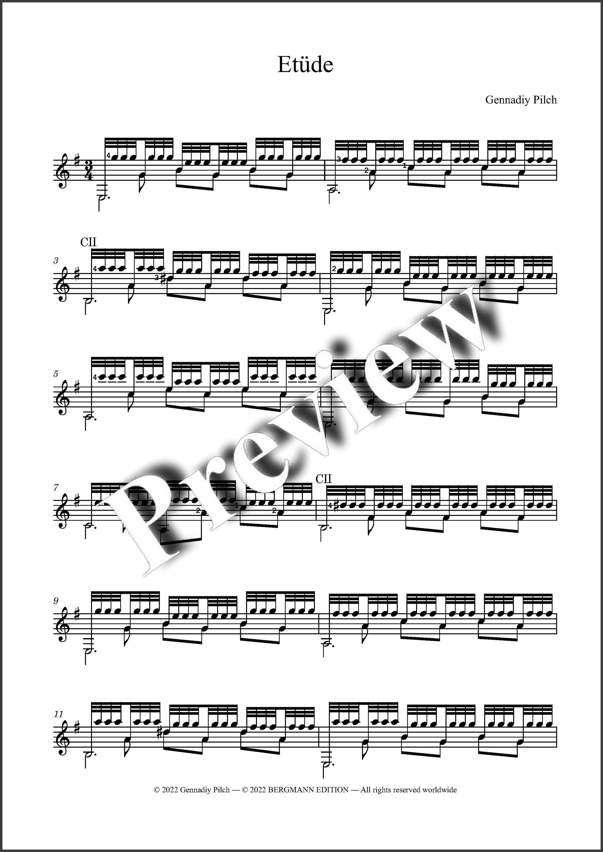 Gennadiy Pilch, Two Etudes - preview of the music score 1