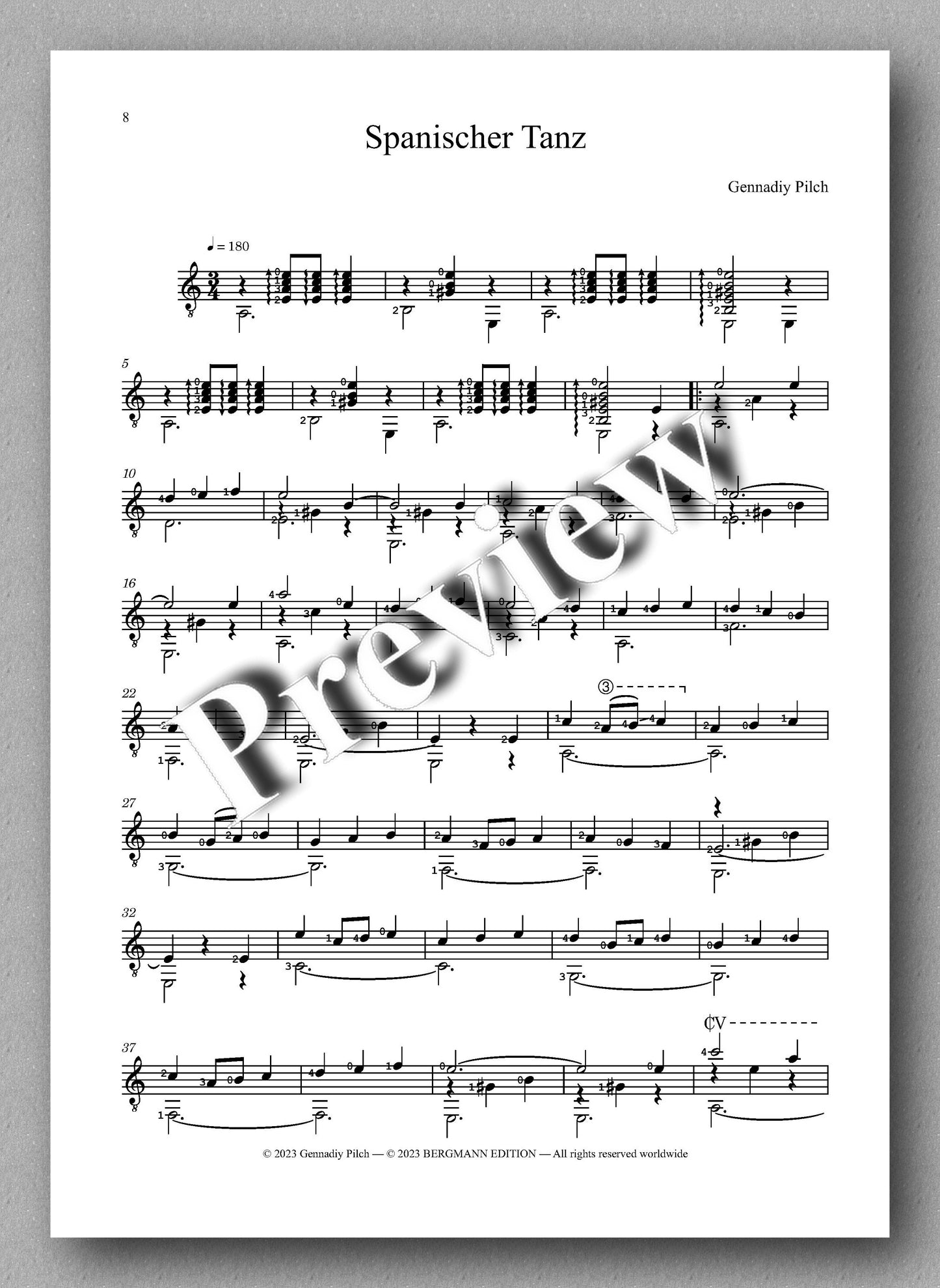 Gennadiy Pilch, Two Spanish Pieces - preview of the music score 2