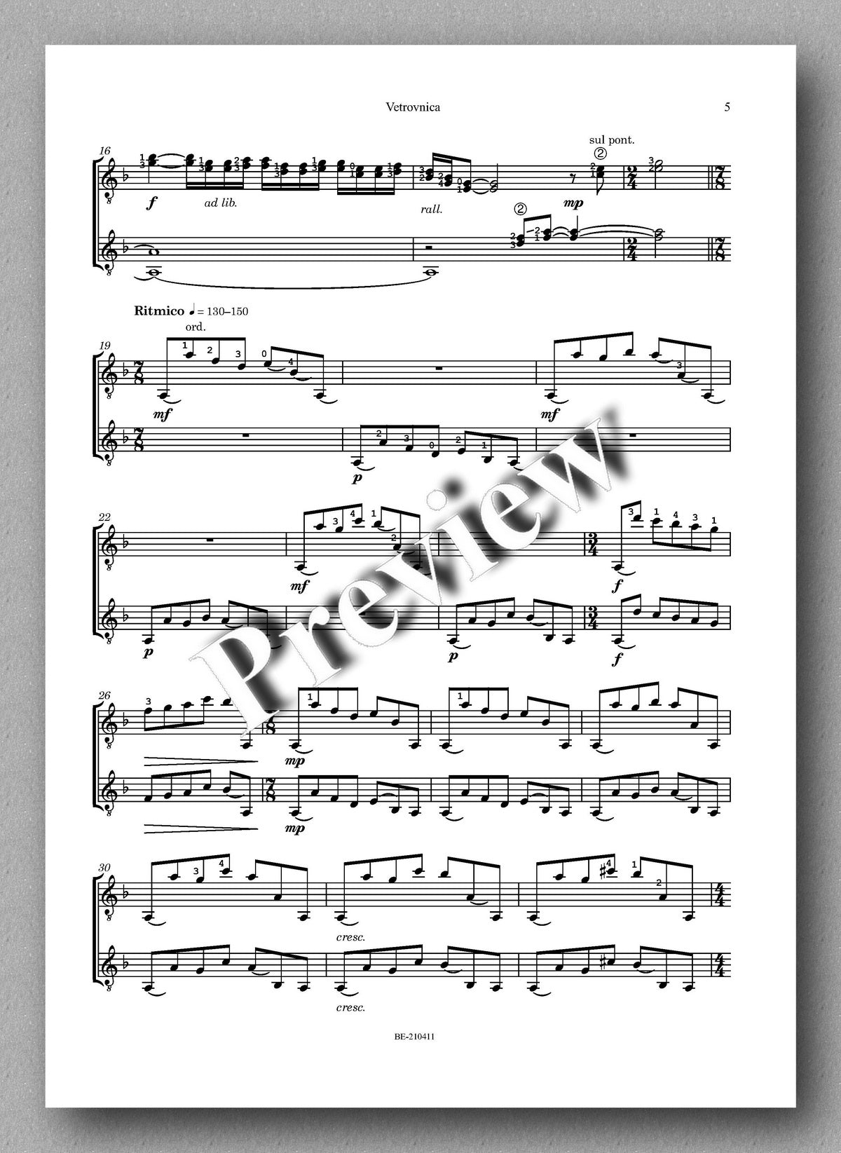Plohl, Vetrovnica - music score 2