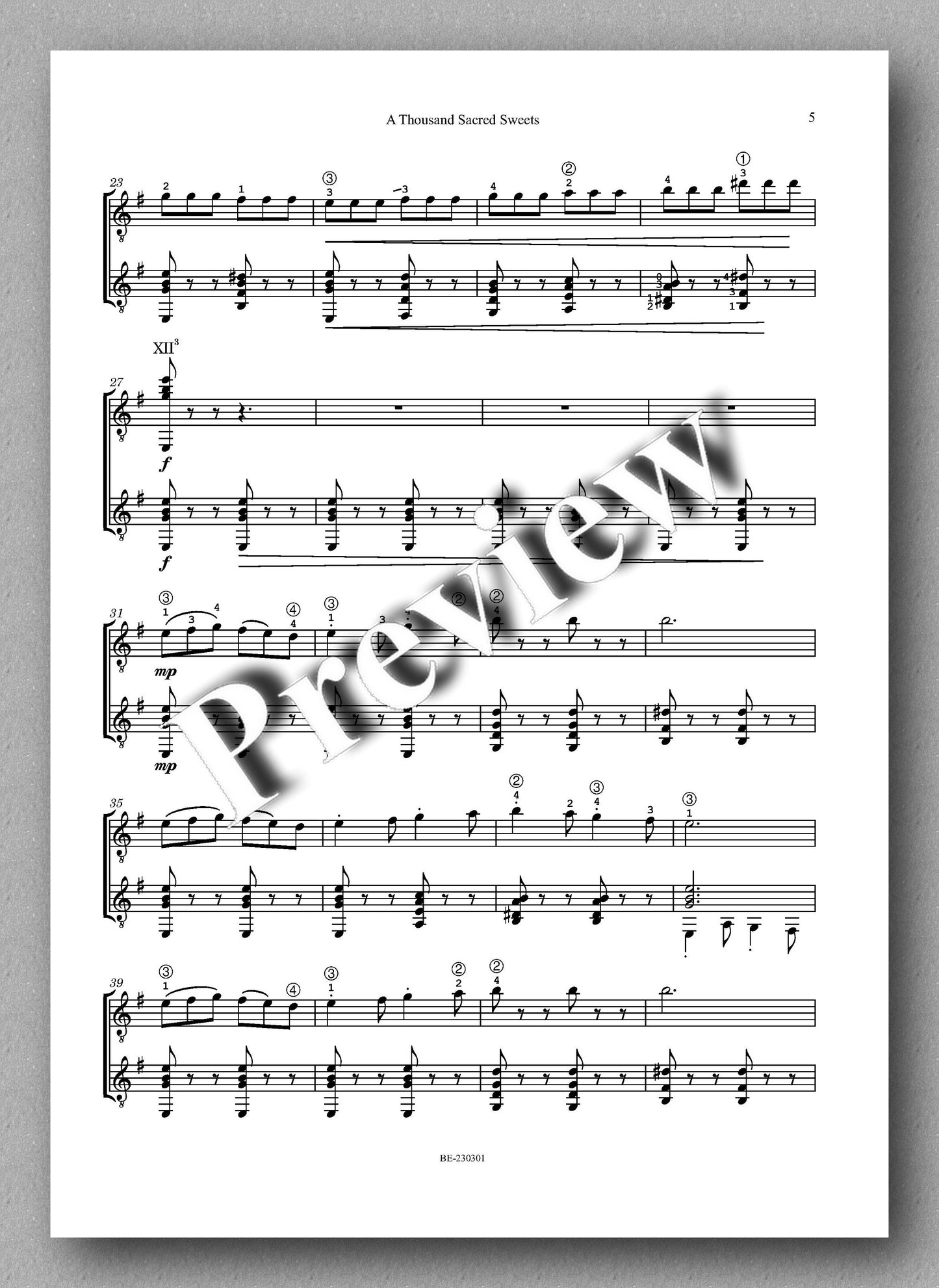 Dick Powell, A Thousand Sacred Sweets - preview of the music score 2