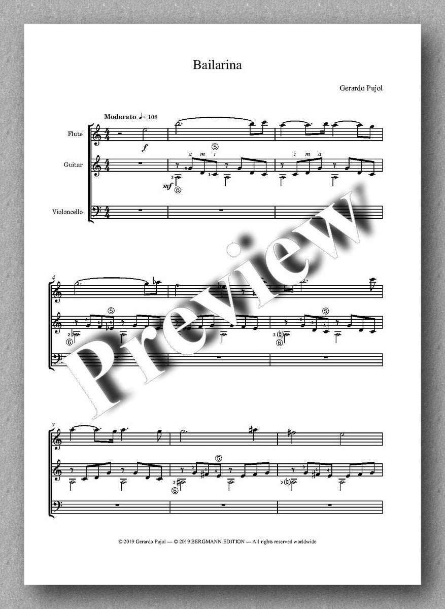 Gerardo Pujol, Bailarina - preview of the music score 1