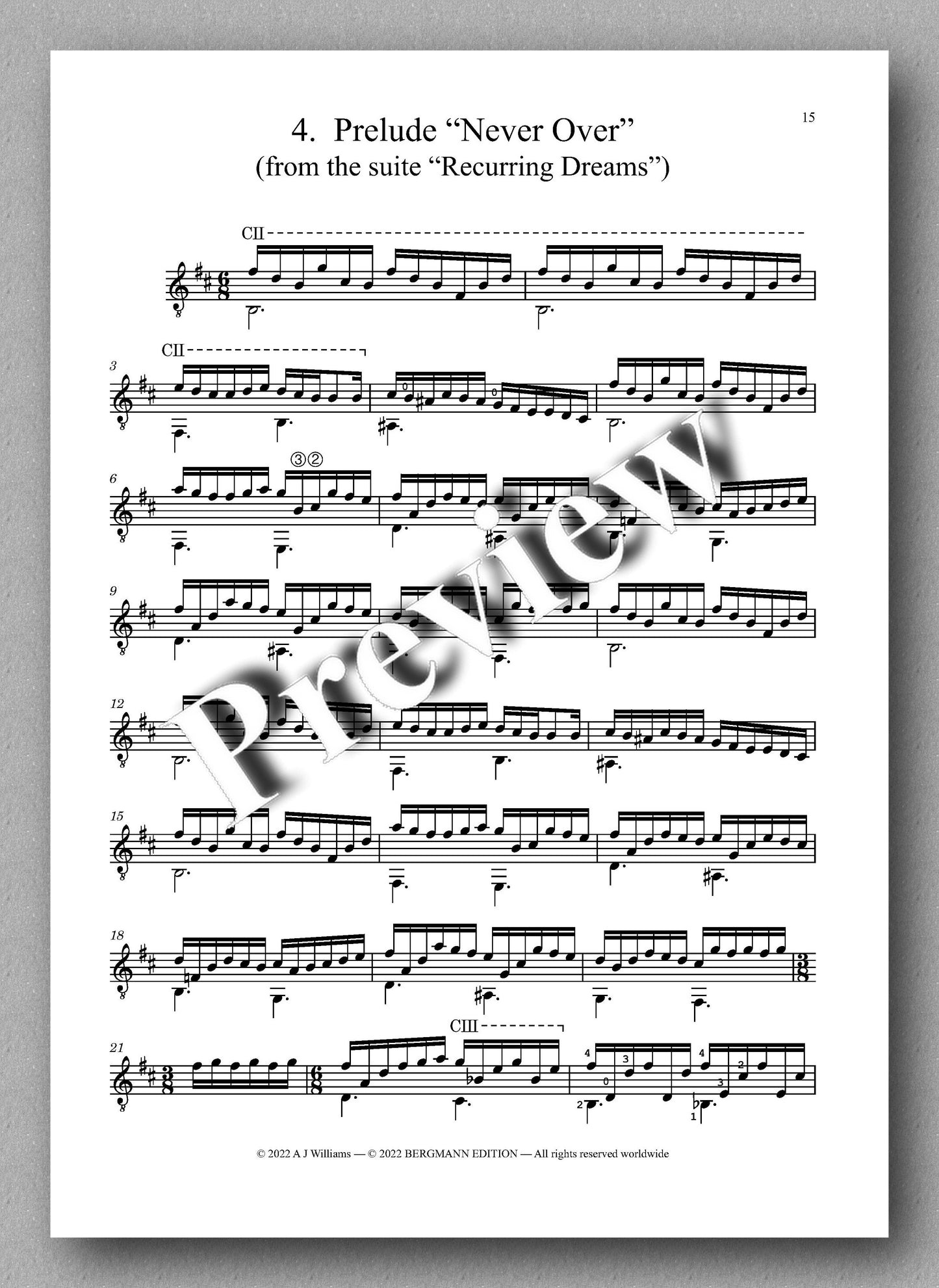 Andrew J Williams, Quiet Music - Guitar score for the album - Music Score 3
