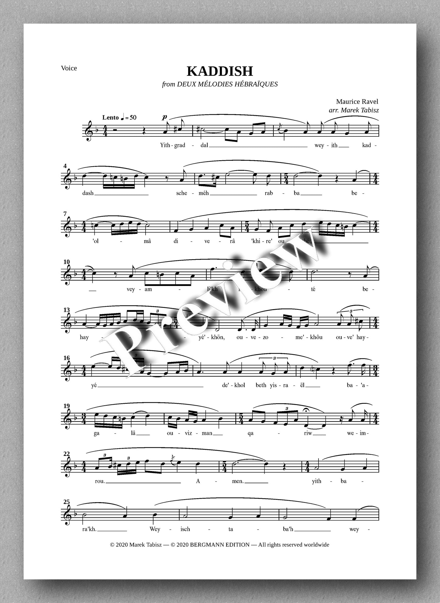 MAURICE RAVEL - KADDISH - preview of the voice part
