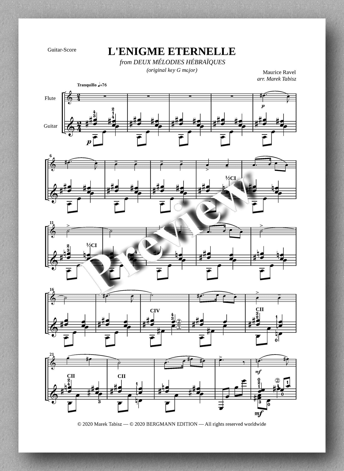 MAURICE RAVEL - L'ENIGME ETERNELLE - preview of the music score