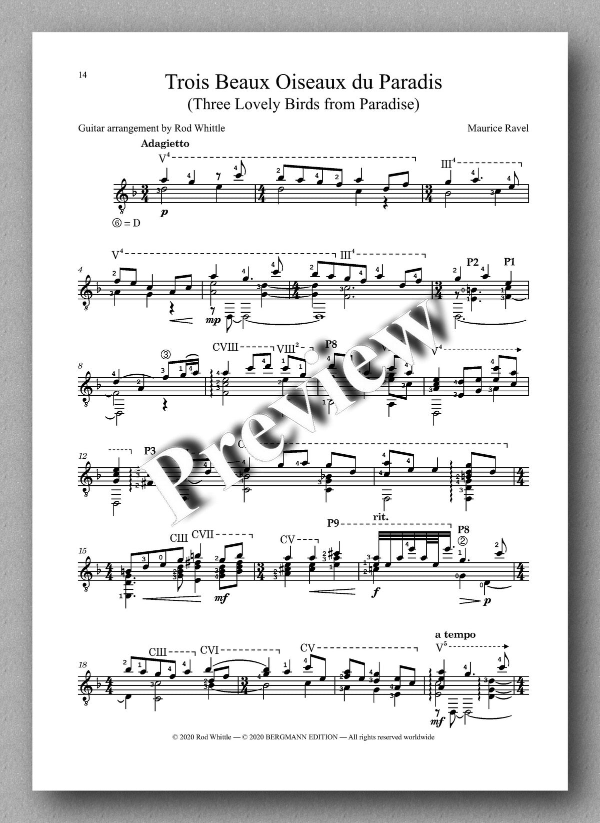 Maurice Ravel, Five Pieces - preview of the Music score 4
