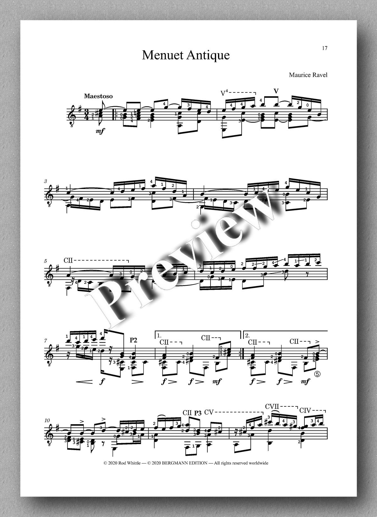 Maurice Ravel, Five Pieces - preview of the Music score 5