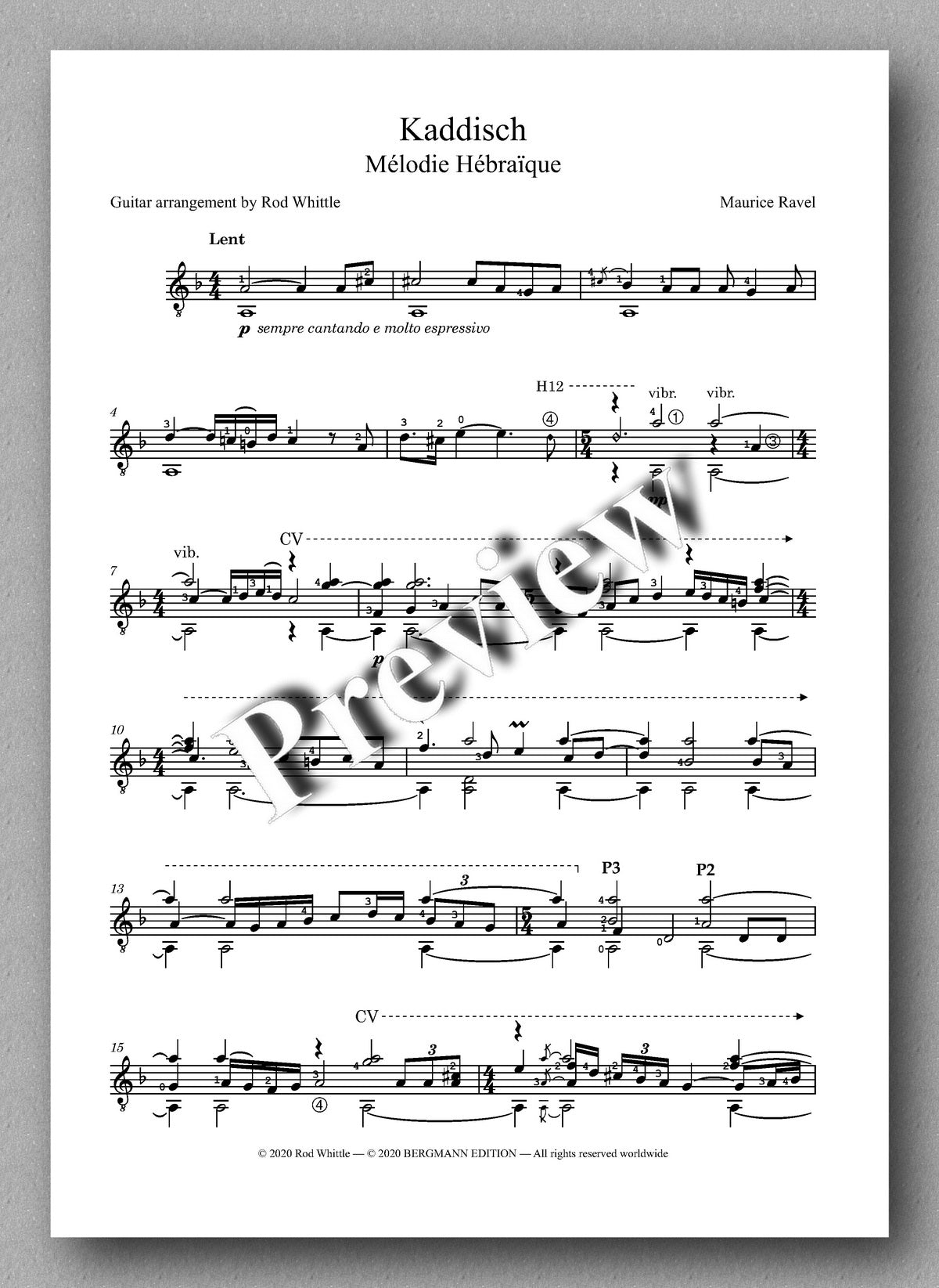Maurice Ravel, Five Pieces - preview of the Music score 1