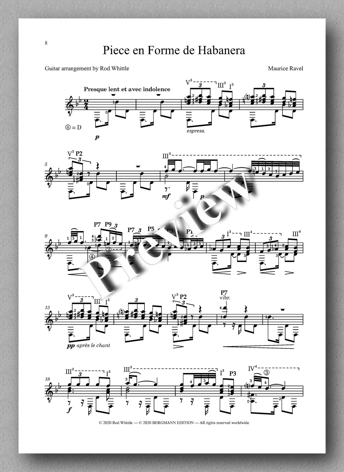 Maurice Ravel, Five Pieces - preview of the Music score 2