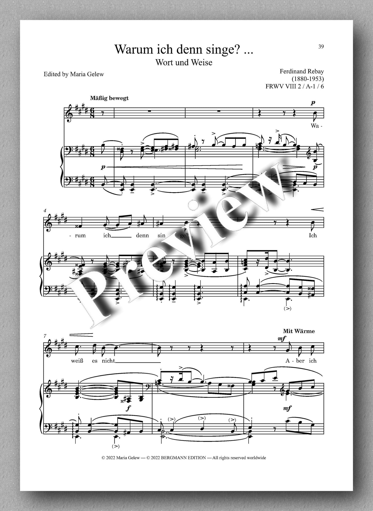 Ferdinand Rebay, Lieder nach eigenen Texten (1920) - preview of the music score 4
